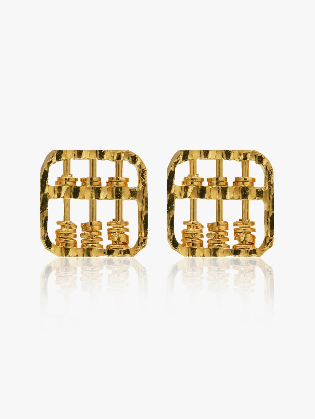 916 Gold Abacus Square Earstuds