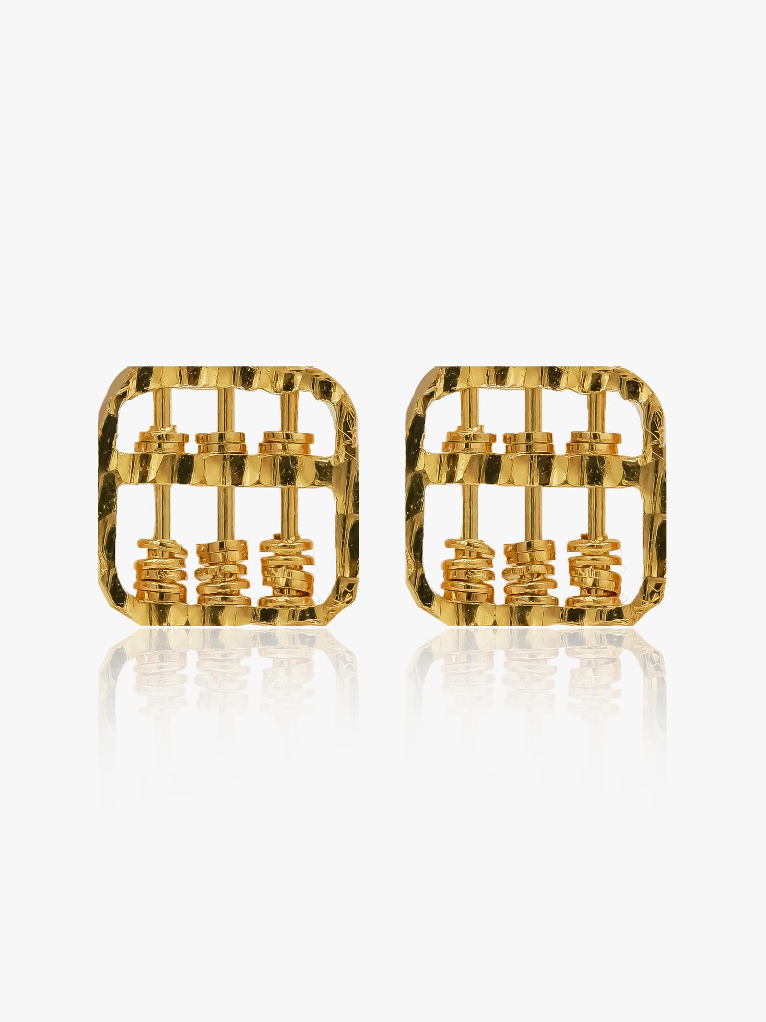 916 Gold Abacus Square Earstuds