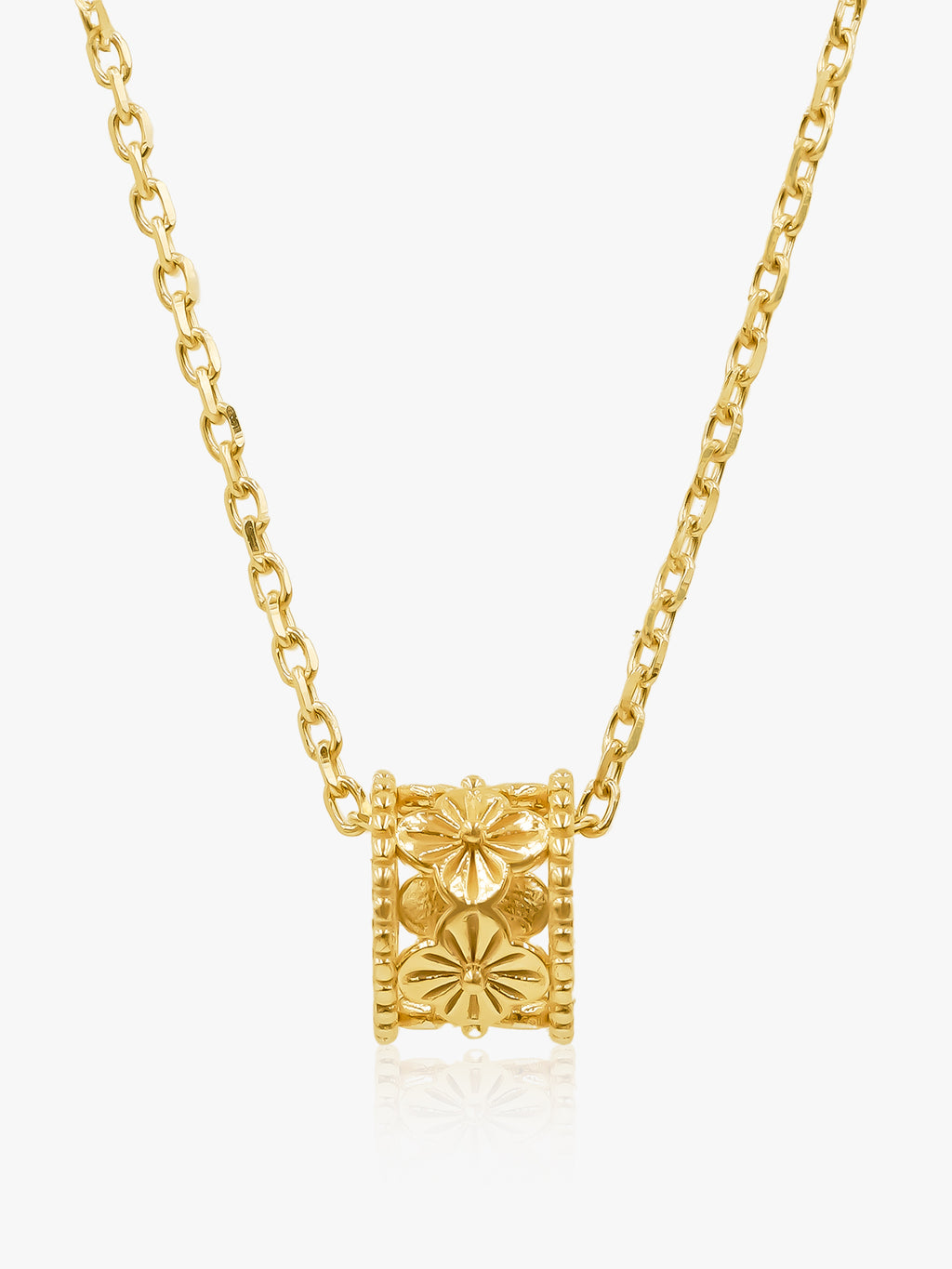 916 Gold Barrel Clover Necklace