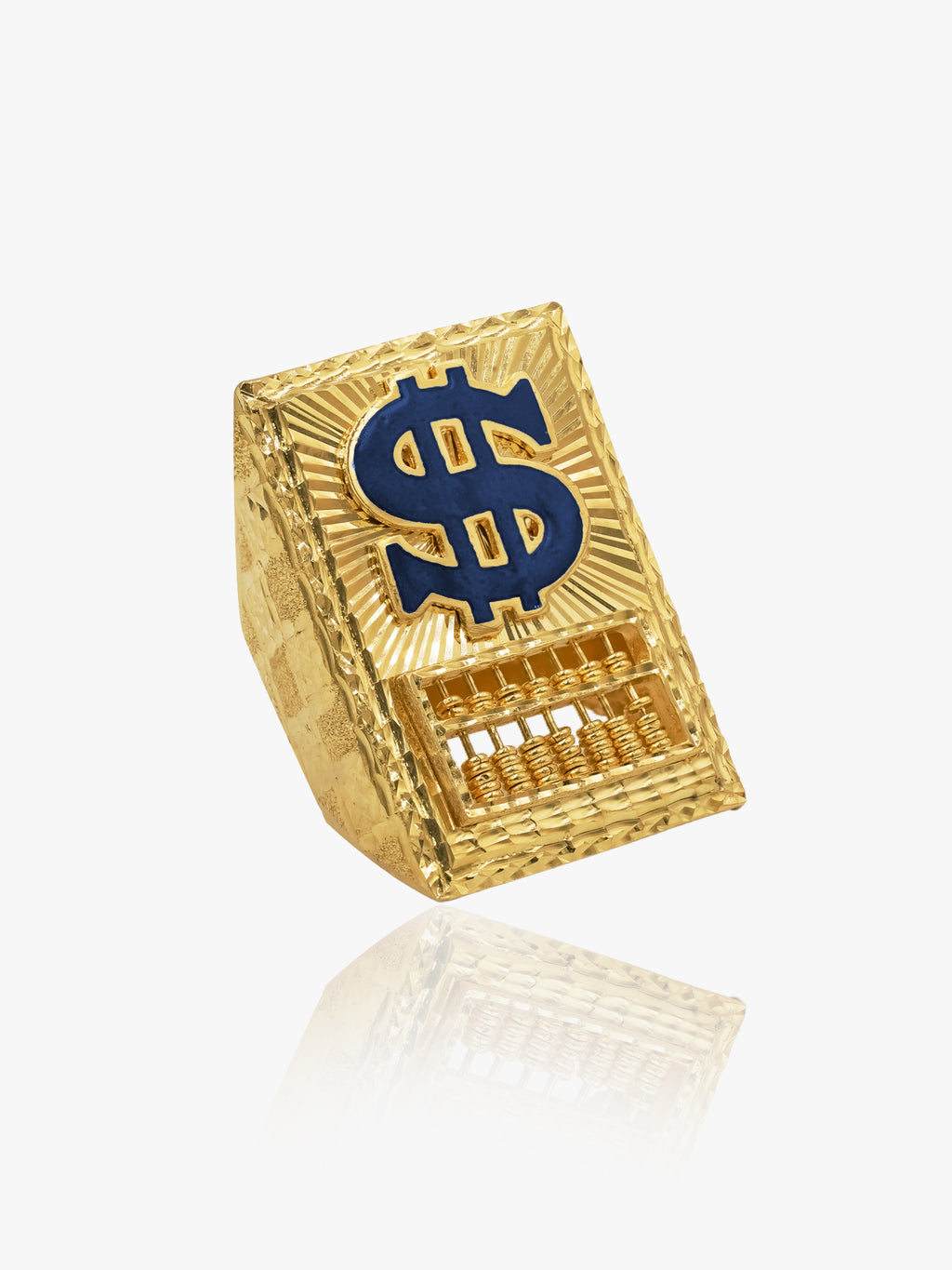 916 Gold Blue Dollar Abacus Ring