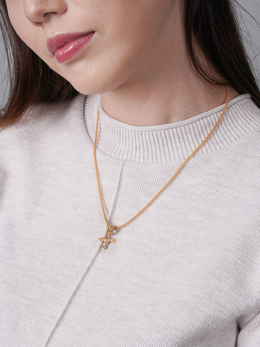 916 Gold CZ Love Wing Charm