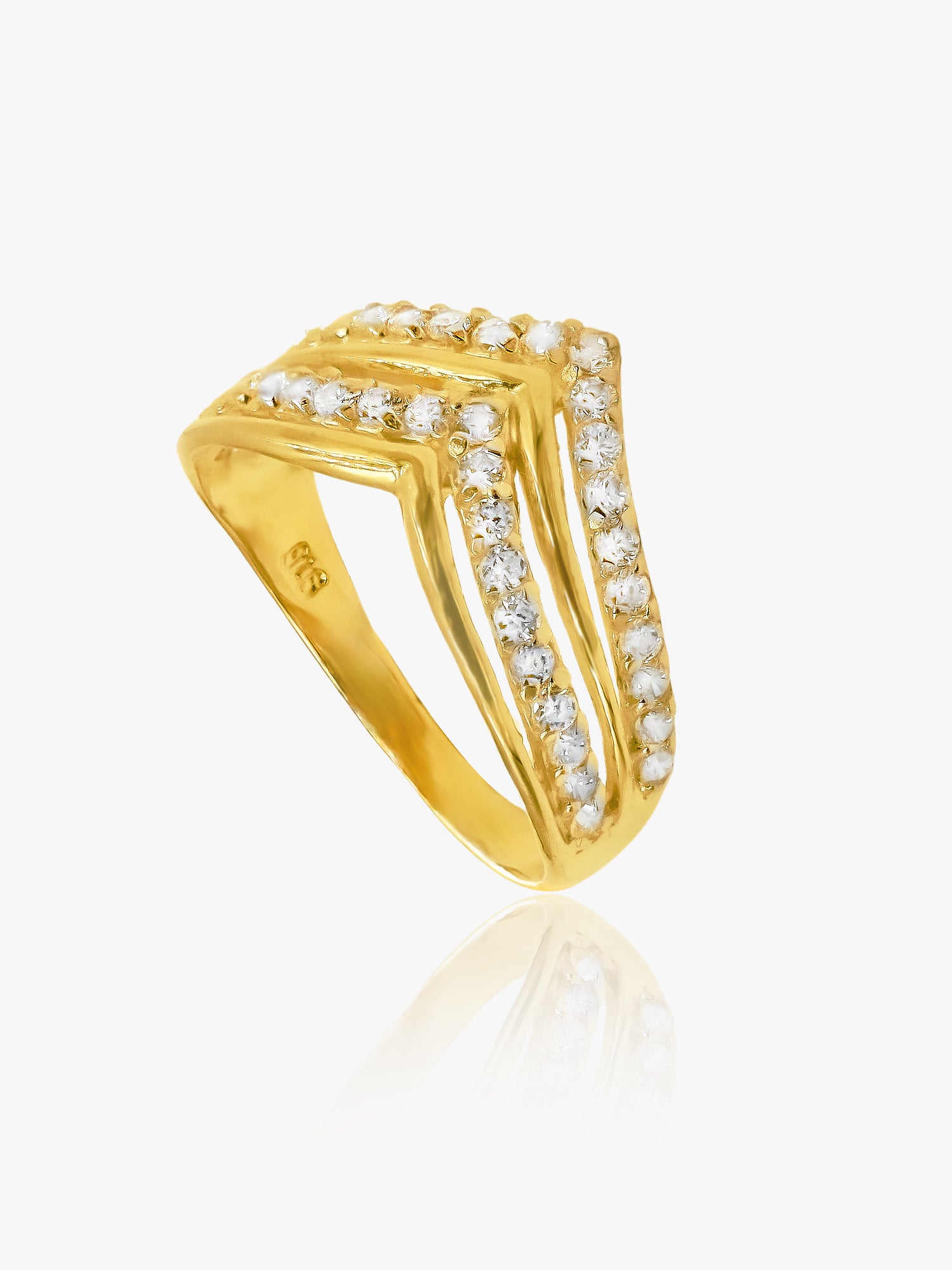 916 Gold V-Line Ring