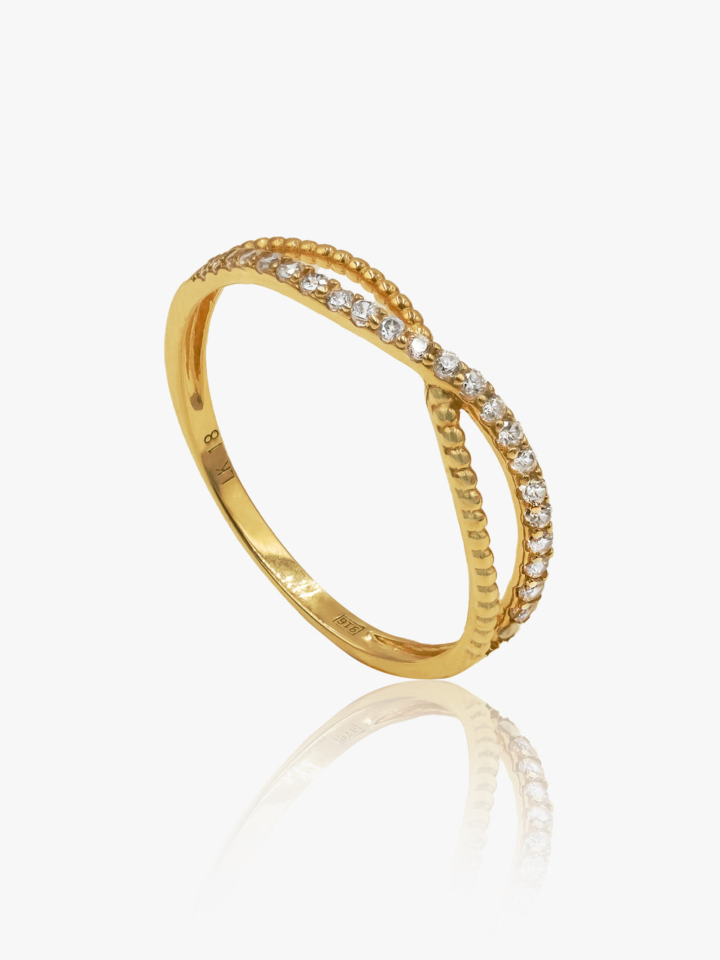 916 Gold CZ Cross Ring
