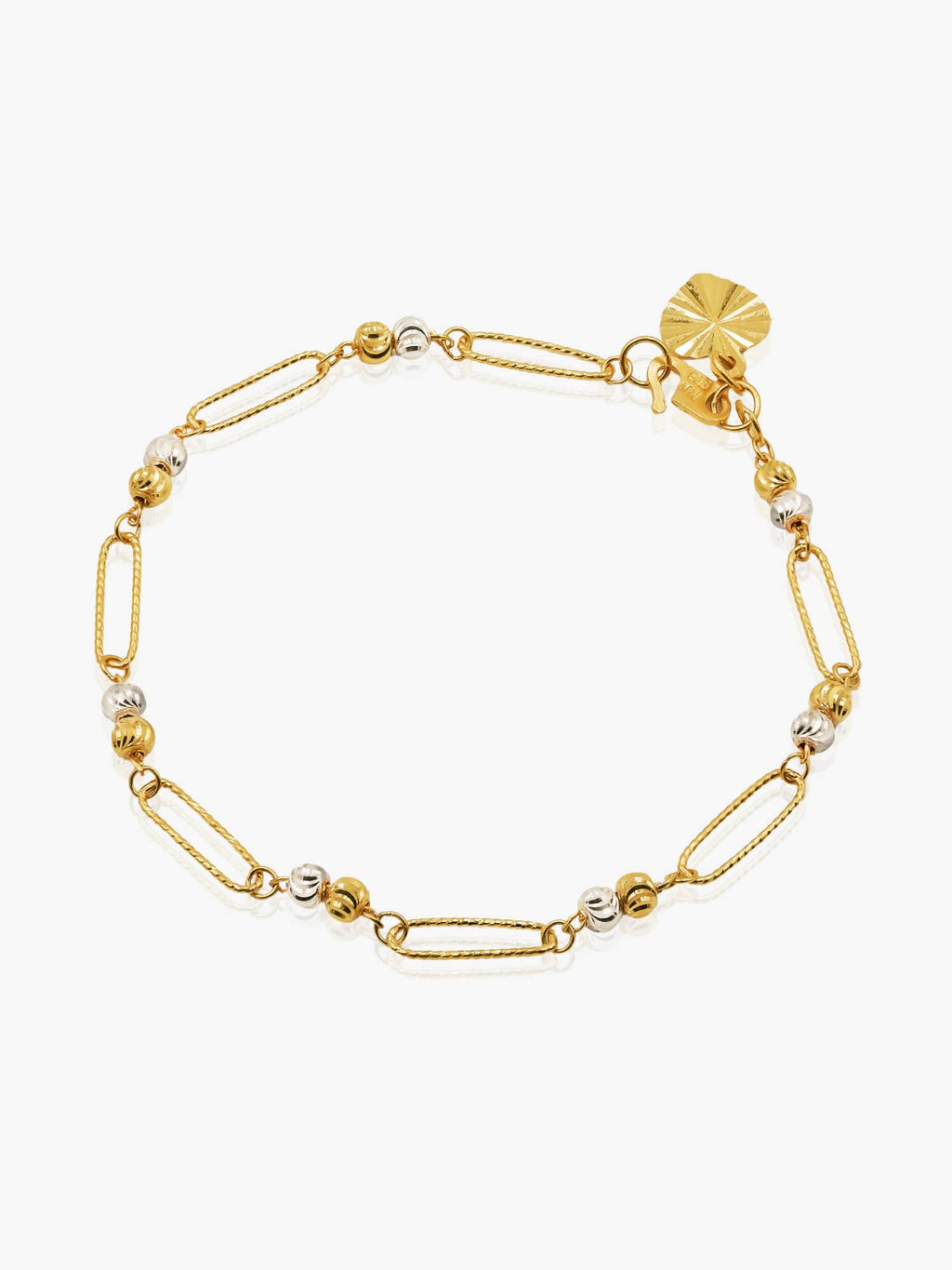 916 Gold Dual Orbs Link Bracelet