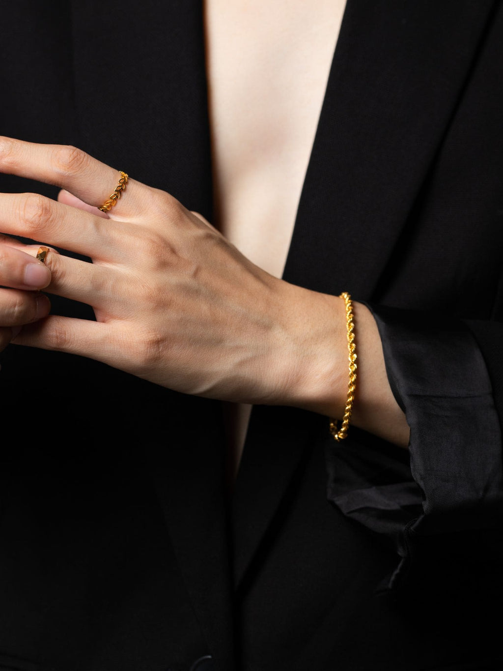 916 Gold Hollow Rope Bracelet (3mm)