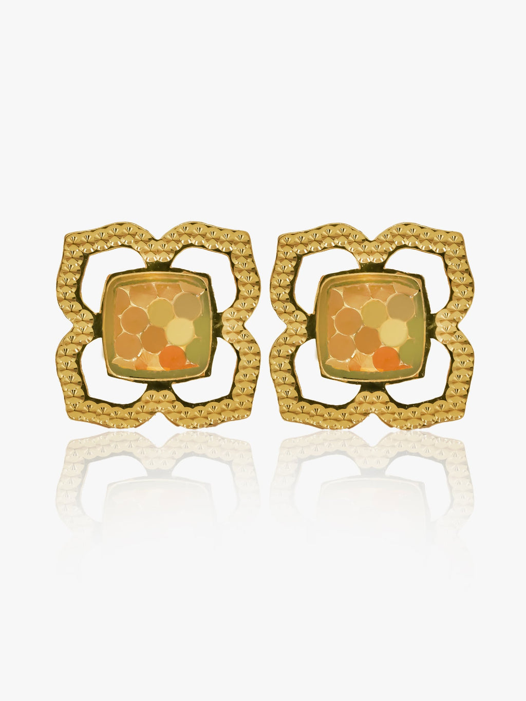 916 Gold Honey Comb Earring