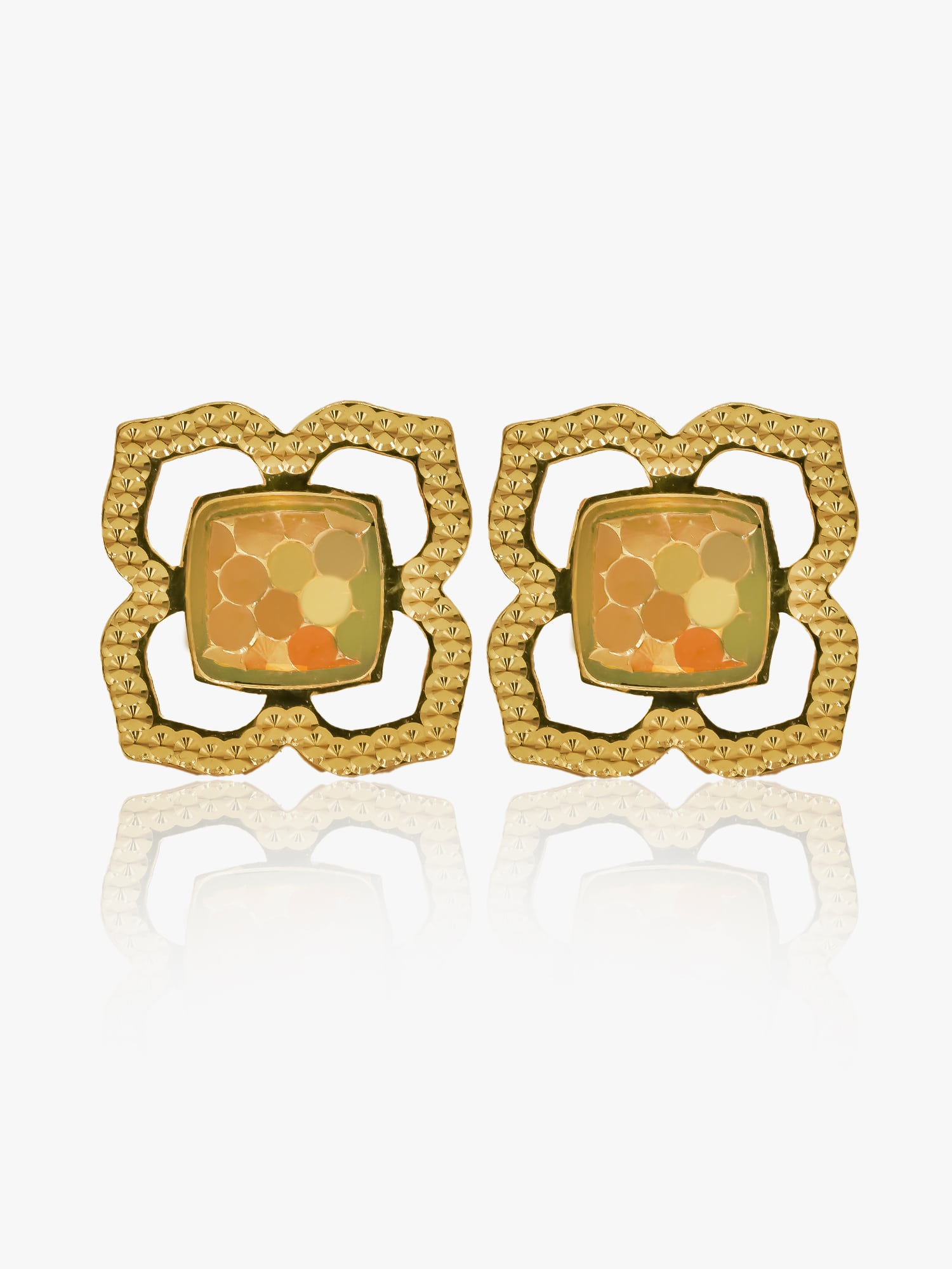 916 Gold Honey Comb Earring