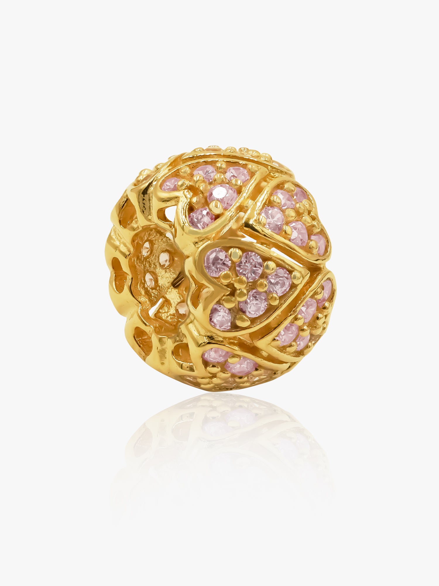 916 Gold Round Heart Charm