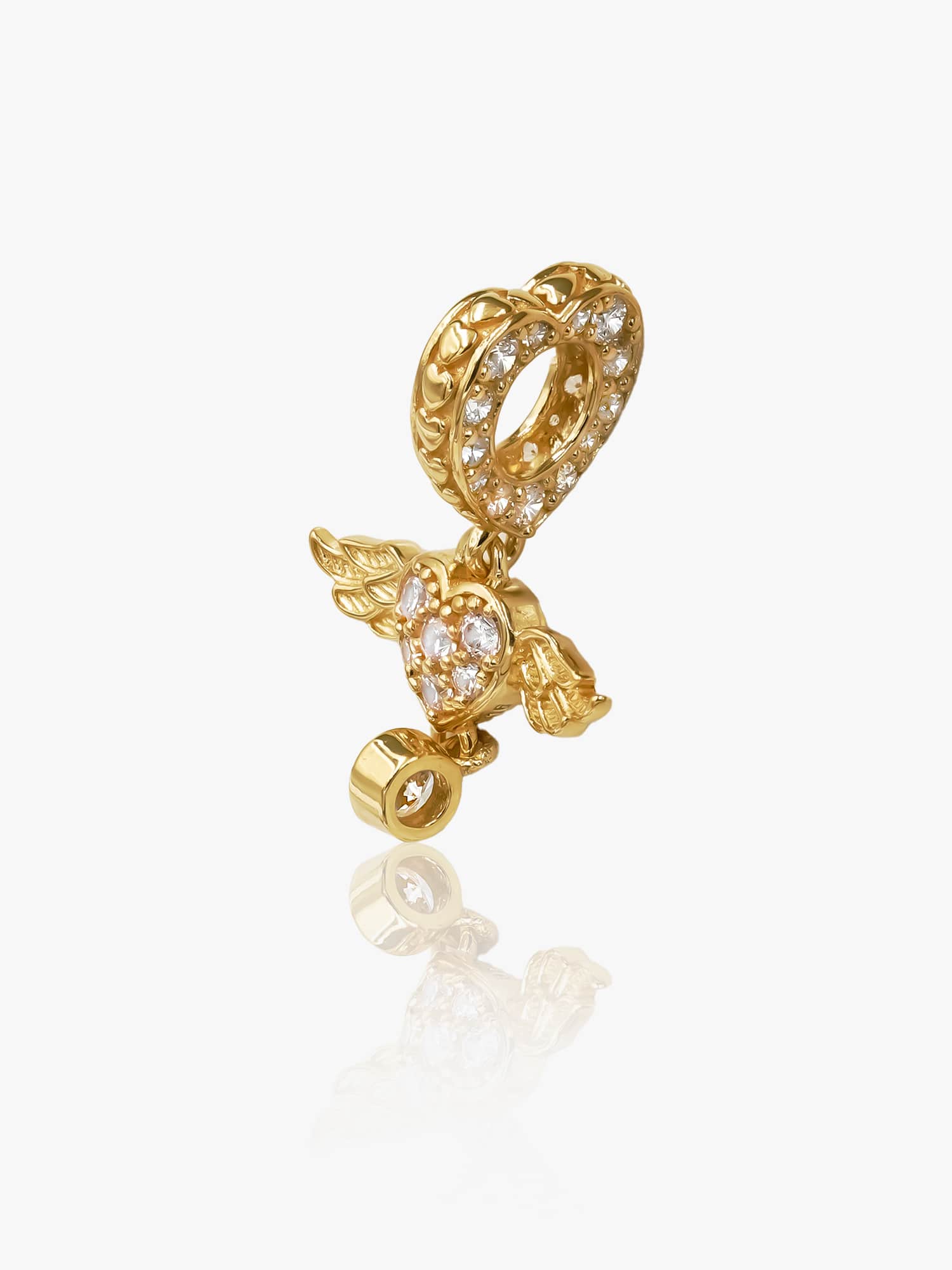 916 Gold CZ Love Wing Charm
