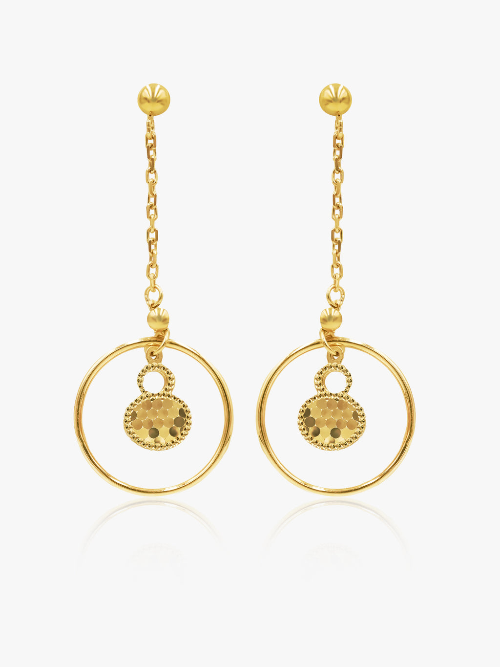 916 Gold Orbs Dangling Earring