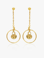 916 Gold Orbs Dangling Earring