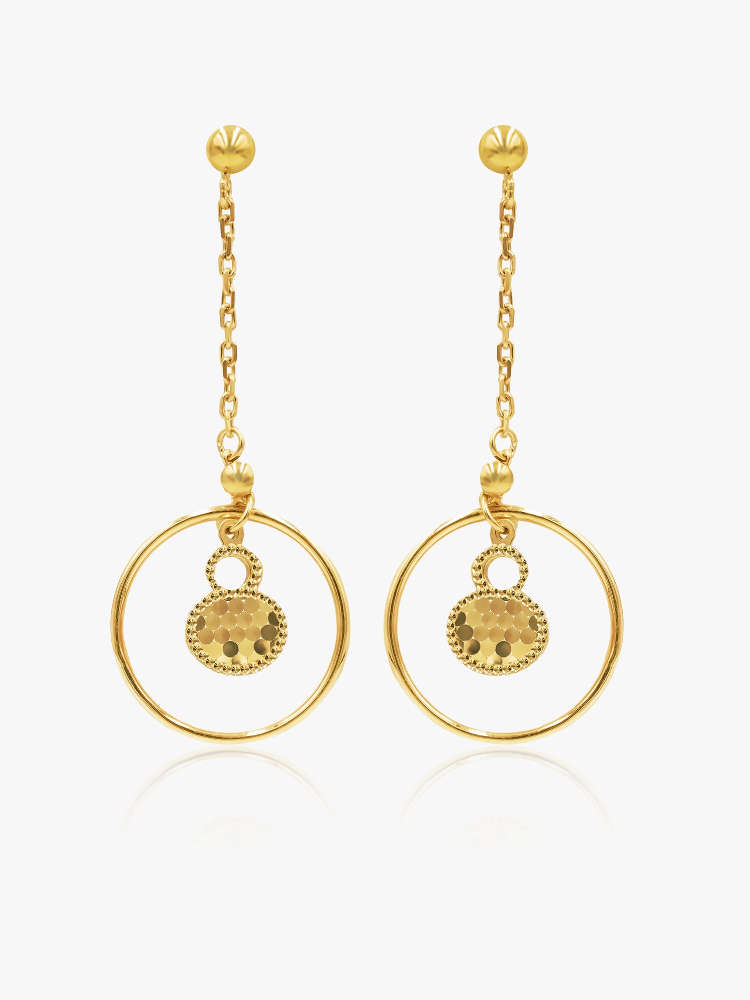 916 Gold Orbs Dangling Earring