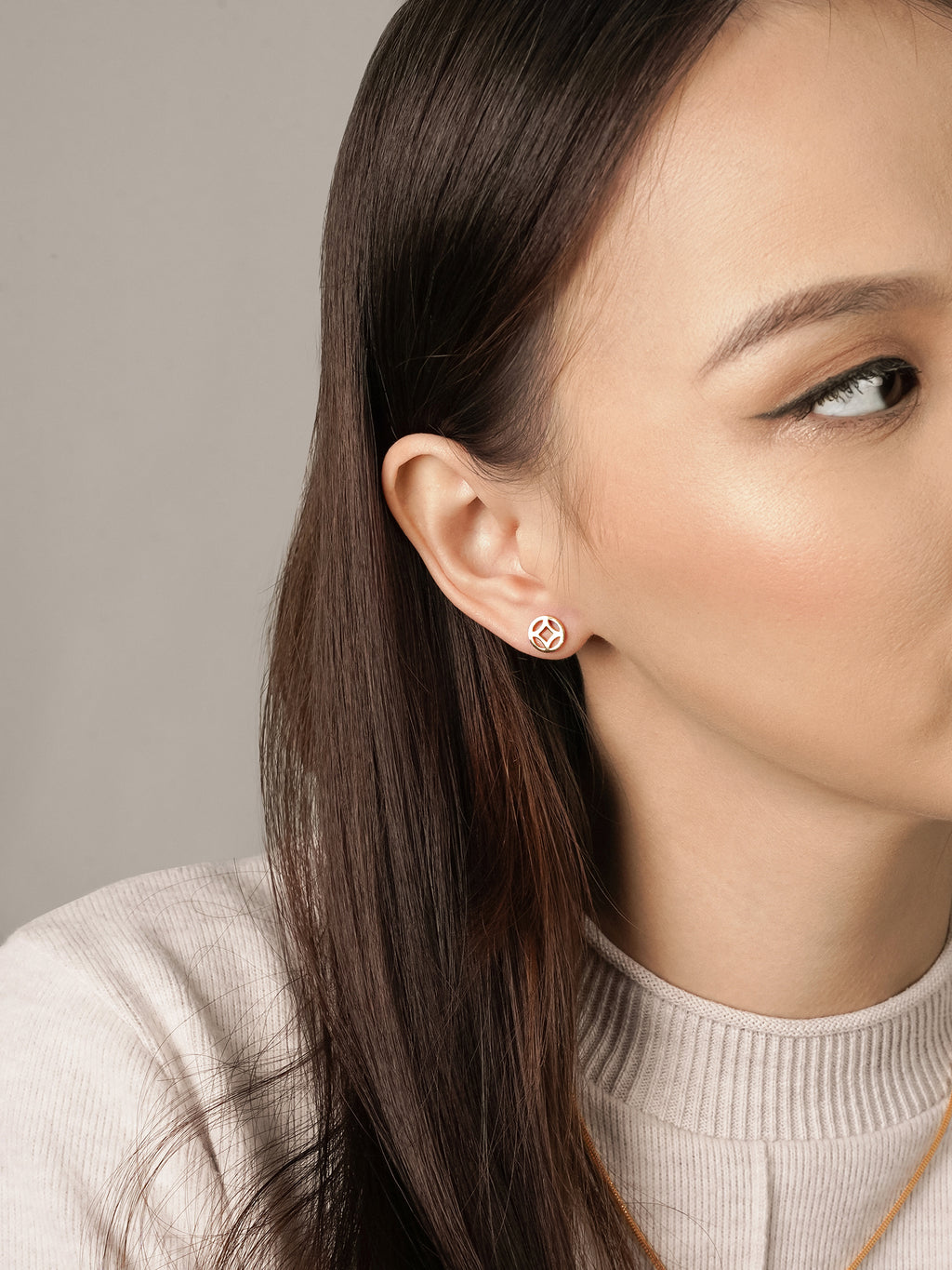 916 Gold Oriental Coin Ear Studs