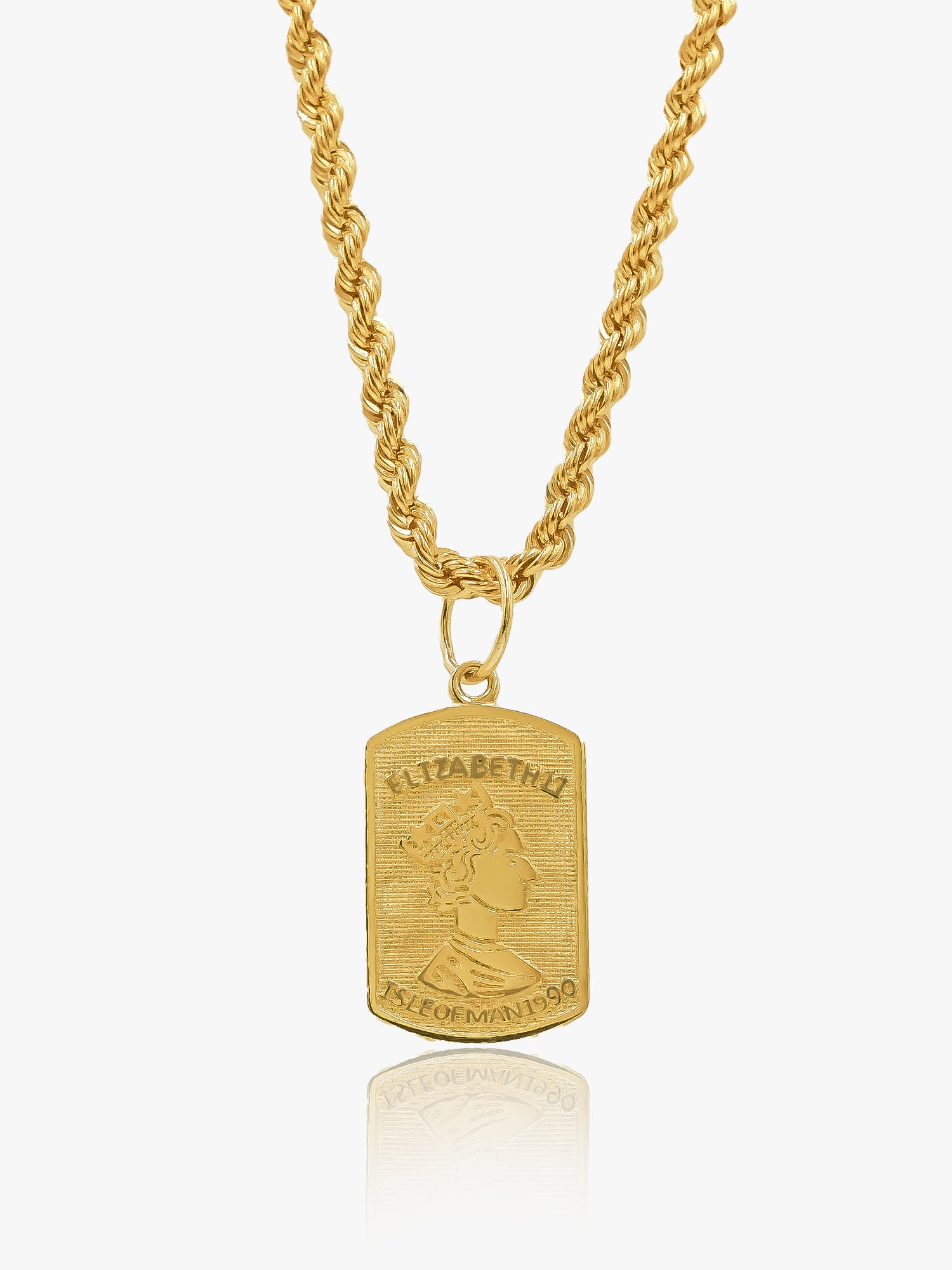 916 Gold Queen Tag Pendant