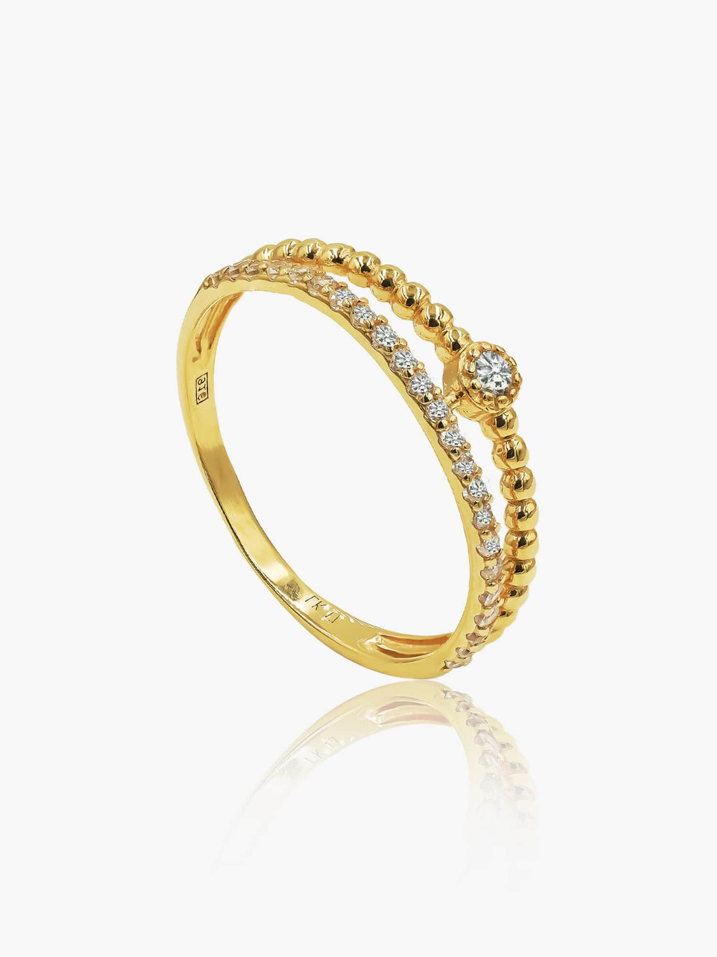 916 Gold Sparkling Beads Ring