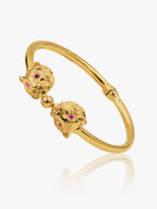 916 Gold Tiger Head Bangle