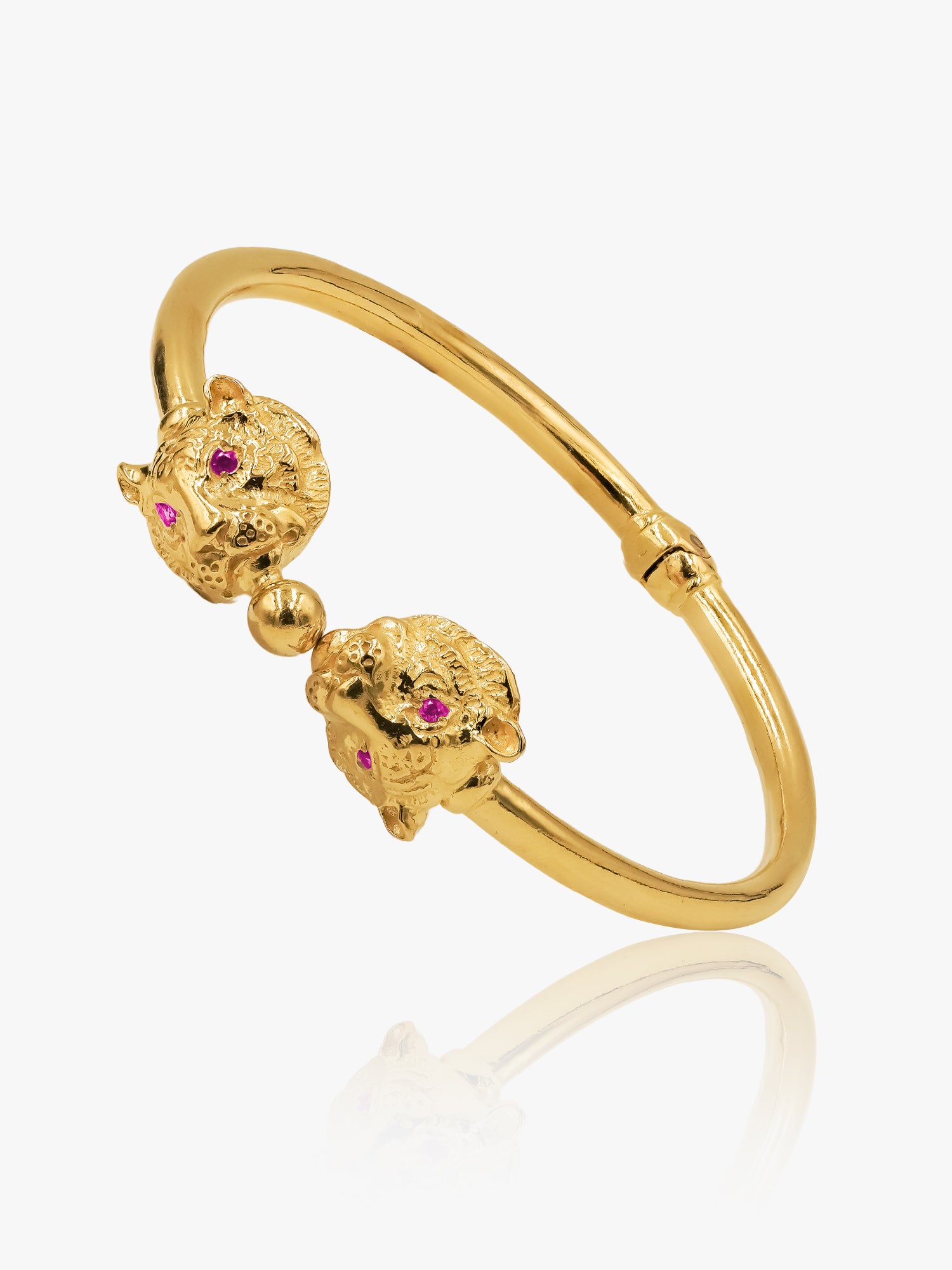 916 Gold Tiger Head Bangle