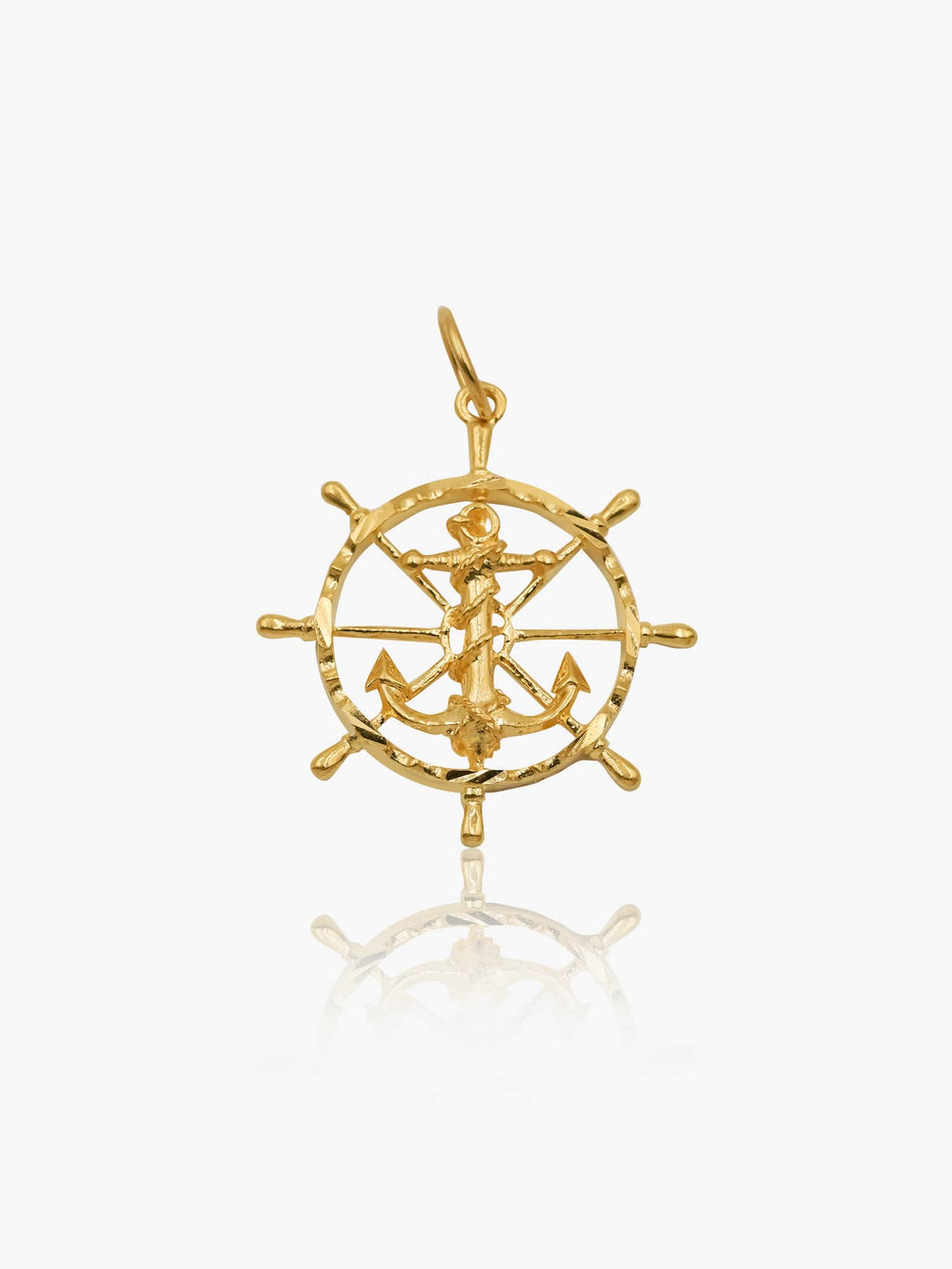 916 Gold Wheel Anchor Pendant