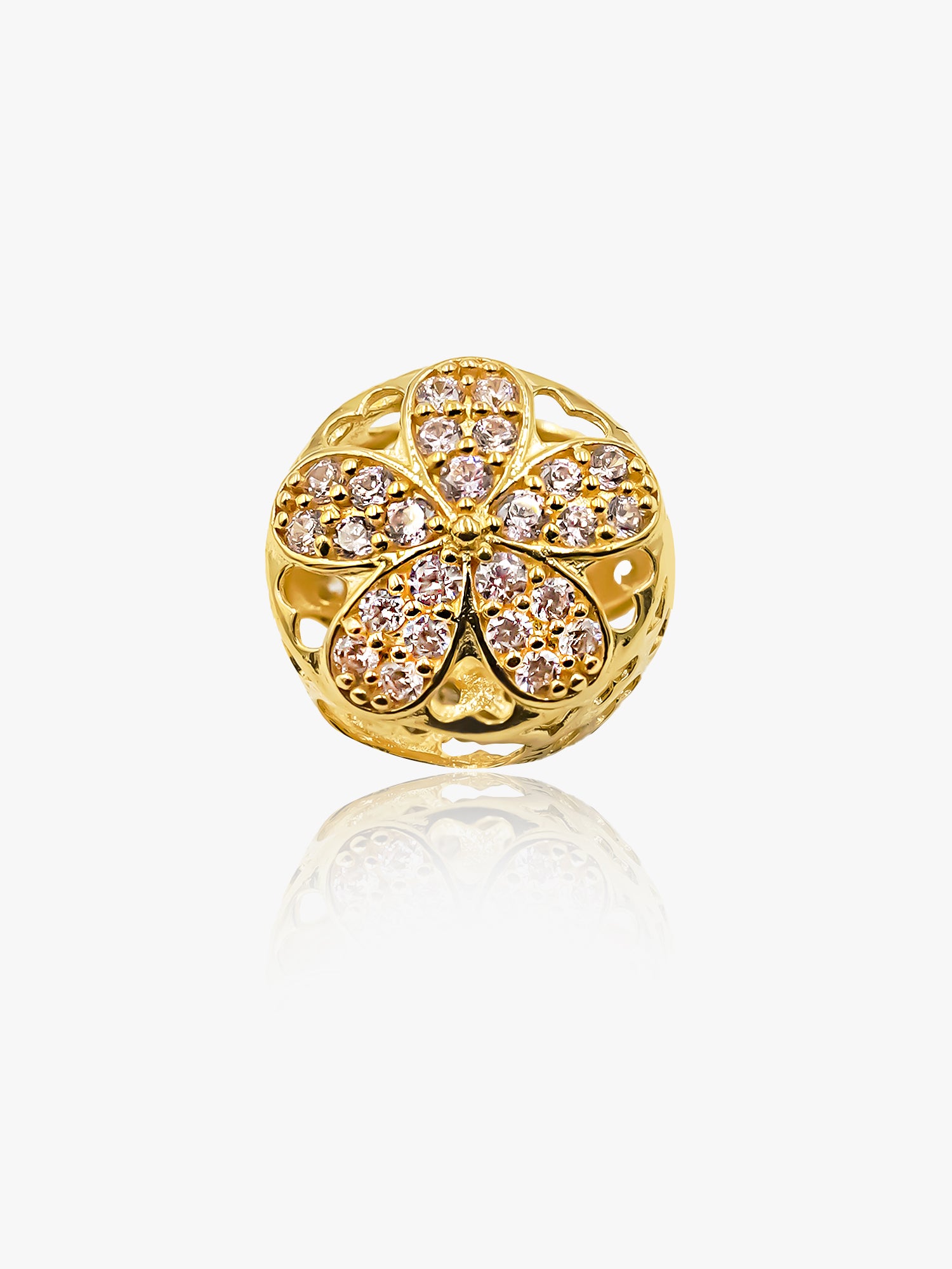 916 Gold CZ Flower Ball Charm