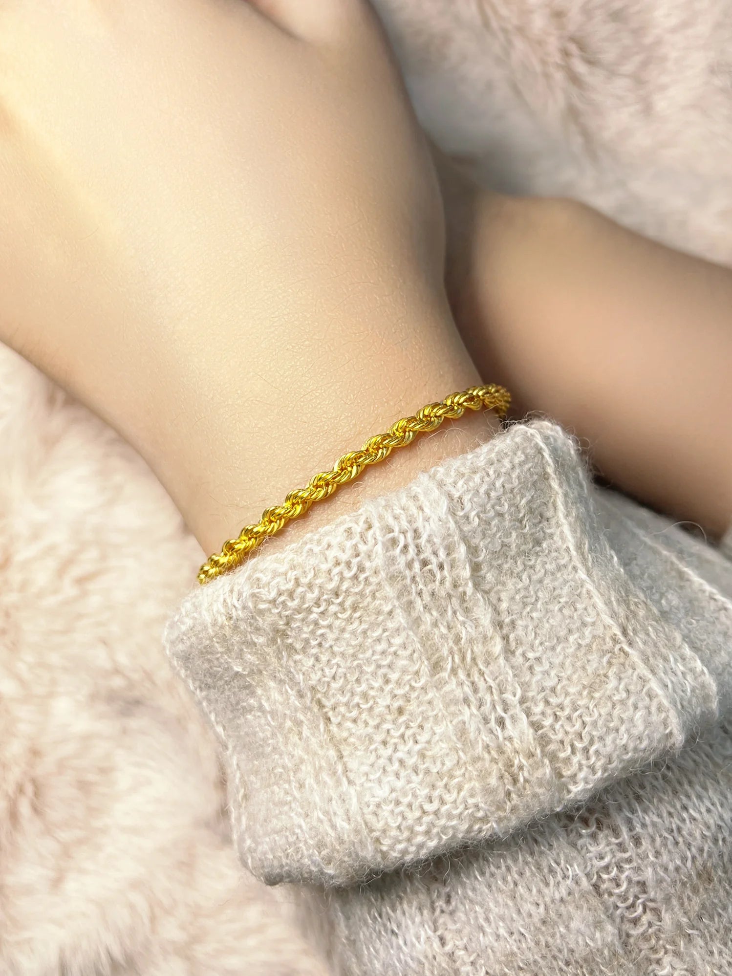 916 Gold Hollow Rope Bracelet (3.5mm Series)