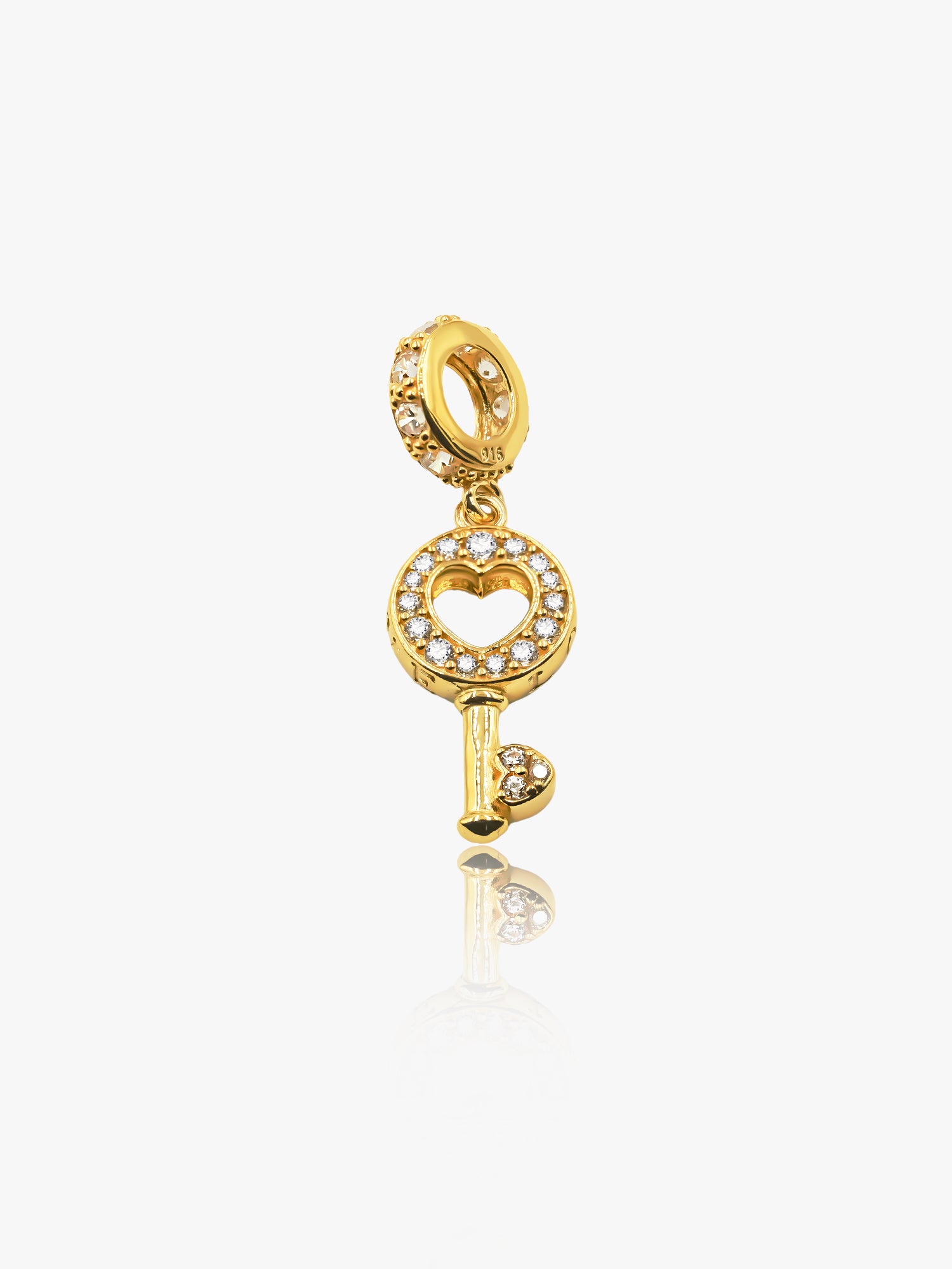 916 Gold Key CZ Charm