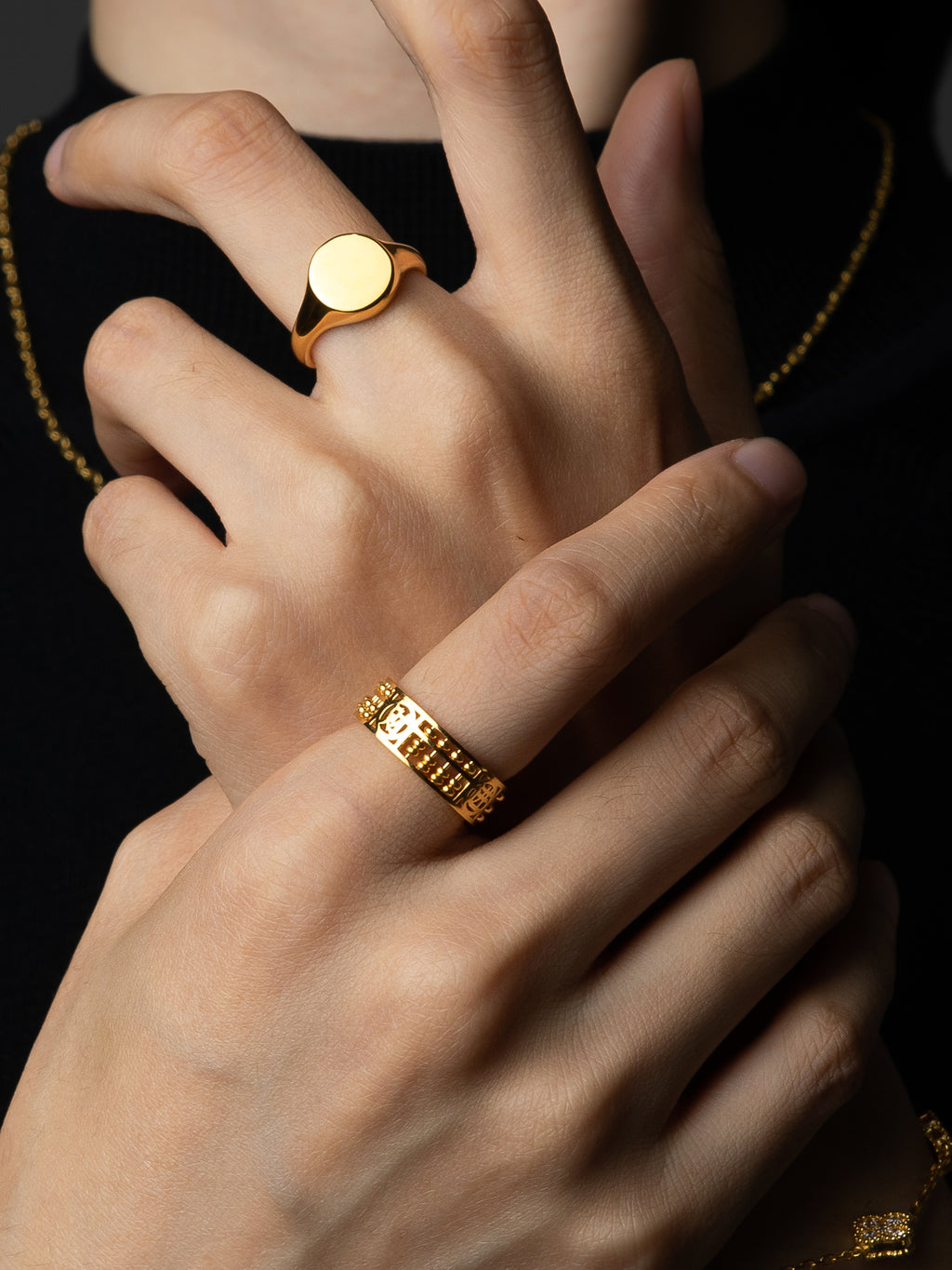 916 Gold Abacus Coin Ring