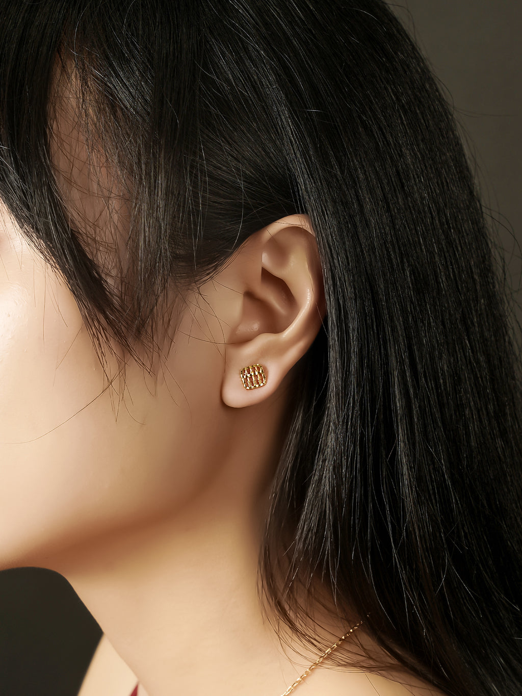 916 Gold Abacus Square Earstuds