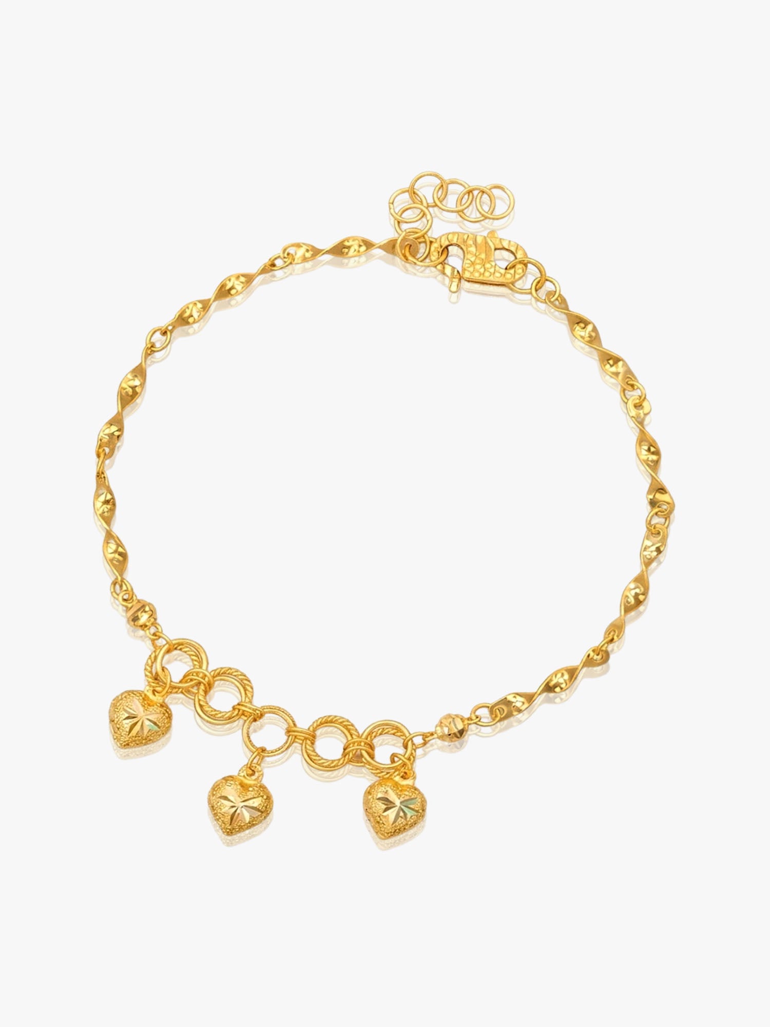 916 Gold Audie 3 Hearts Bracelet (Mate)