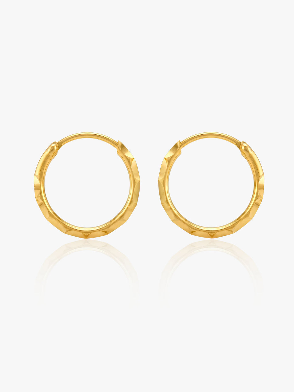 916 Gold Baby Facet Hoop Earrings