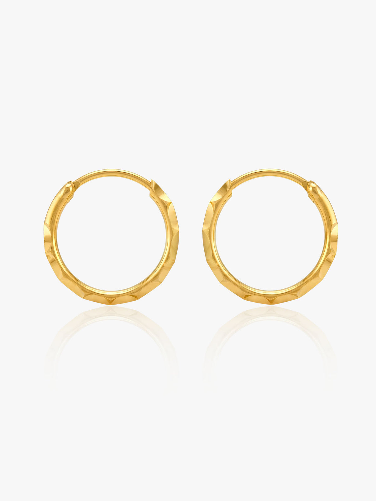 916 Gold Baby Facet Hoop Earrings