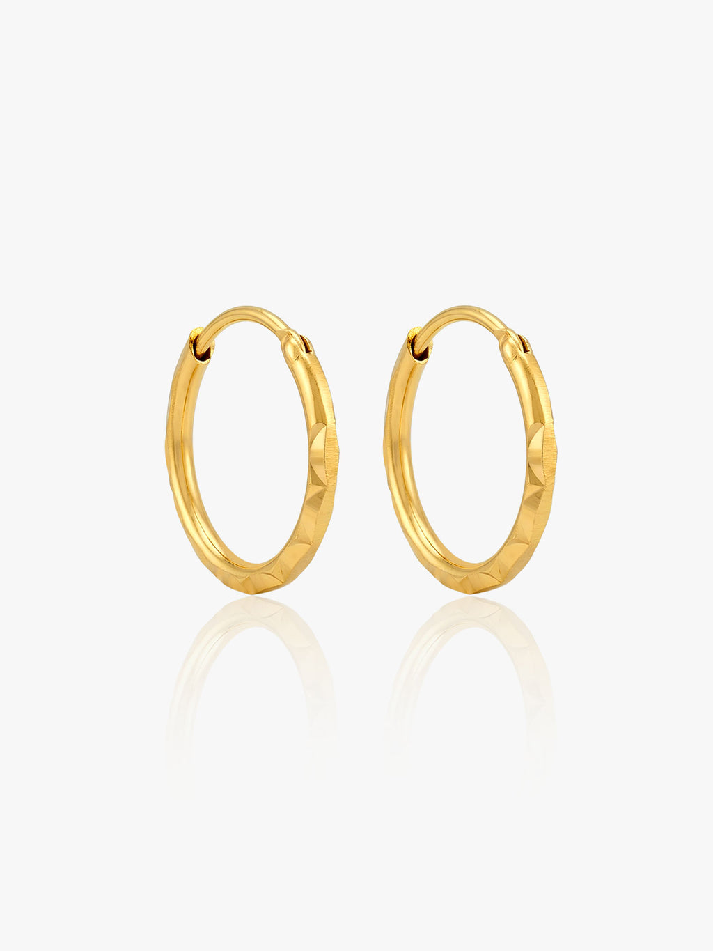 916 Gold Baby Facet Hoop Earrings