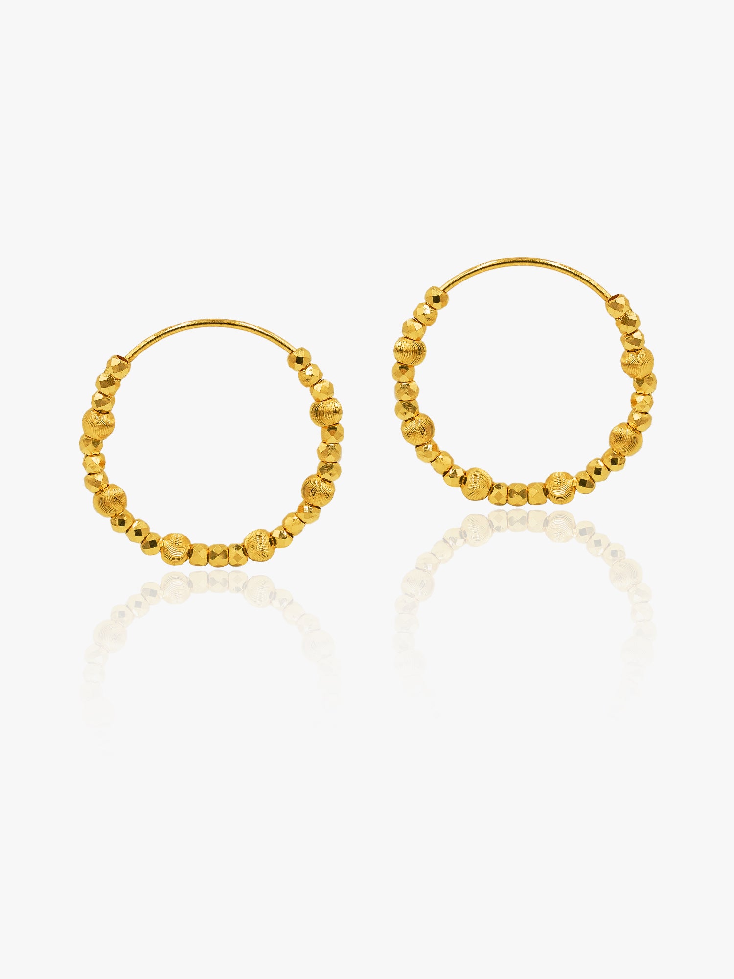 999 Gold Bead Hoops Earring