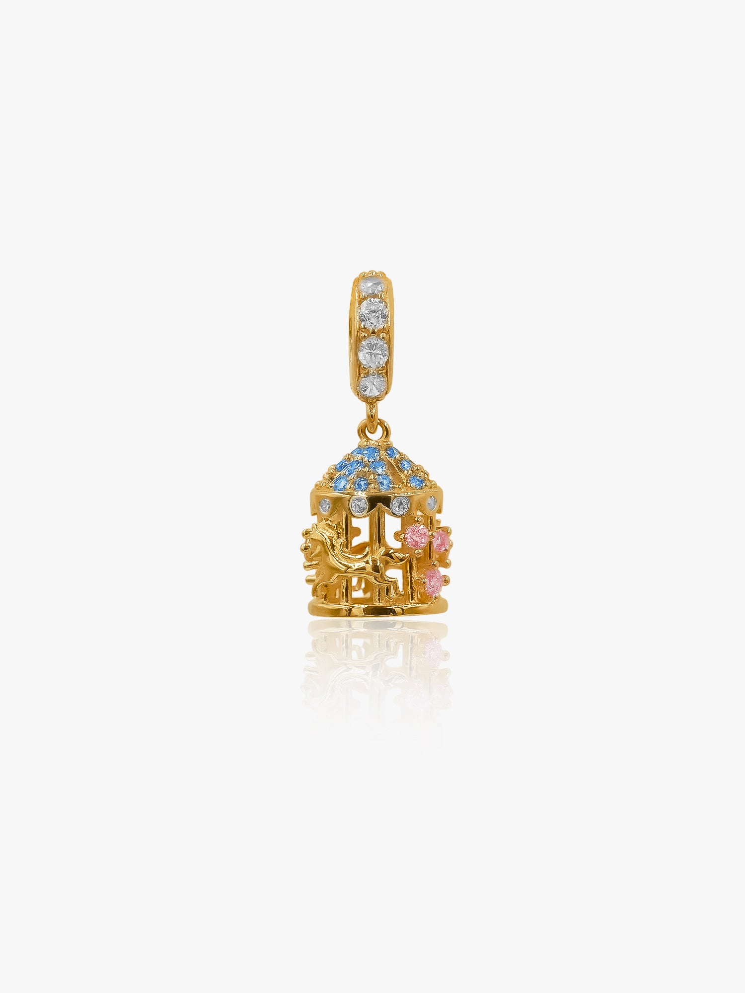 916 Gold CZ Carousel Charm