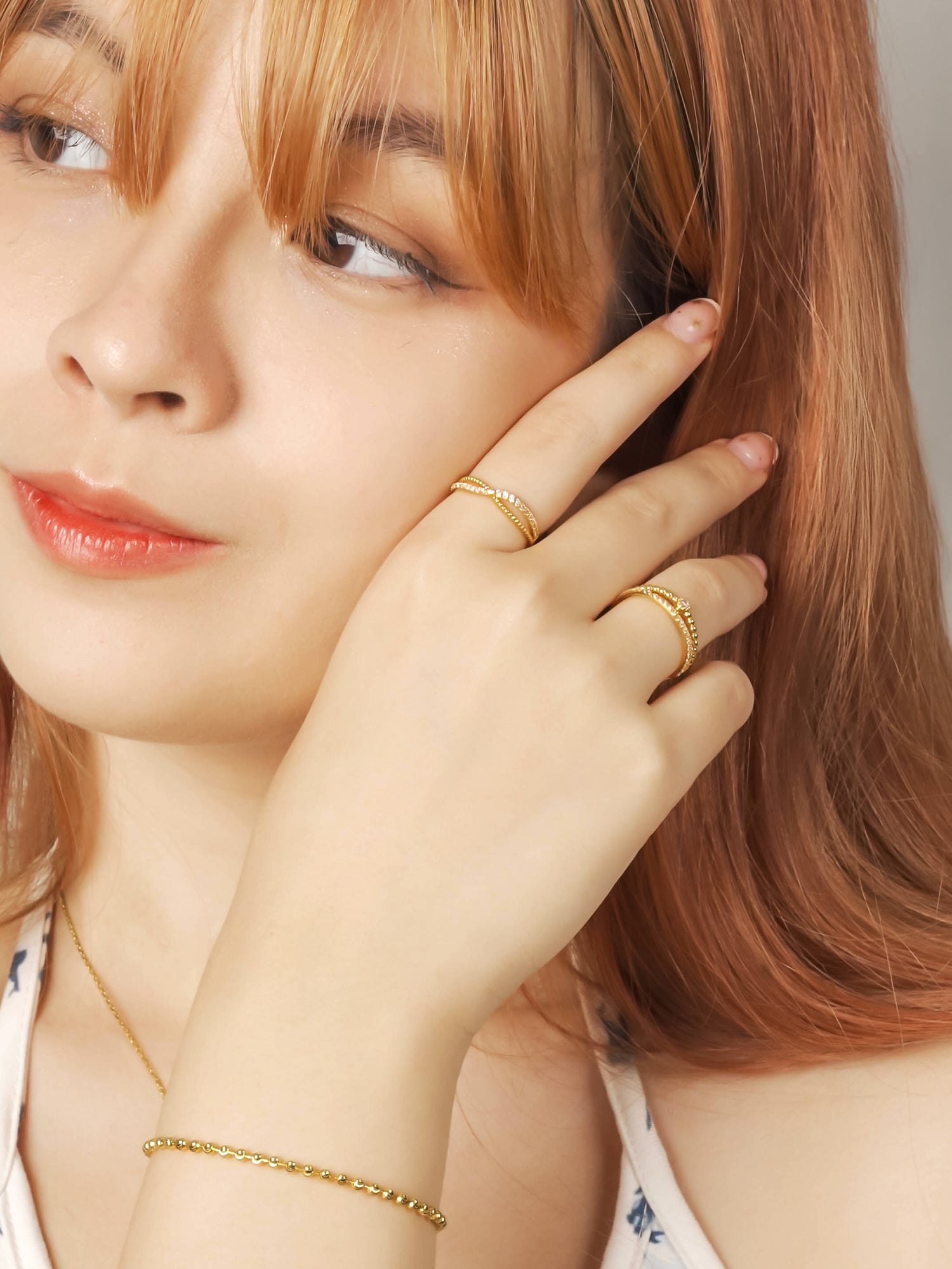 916 Gold CZ Cross Ring