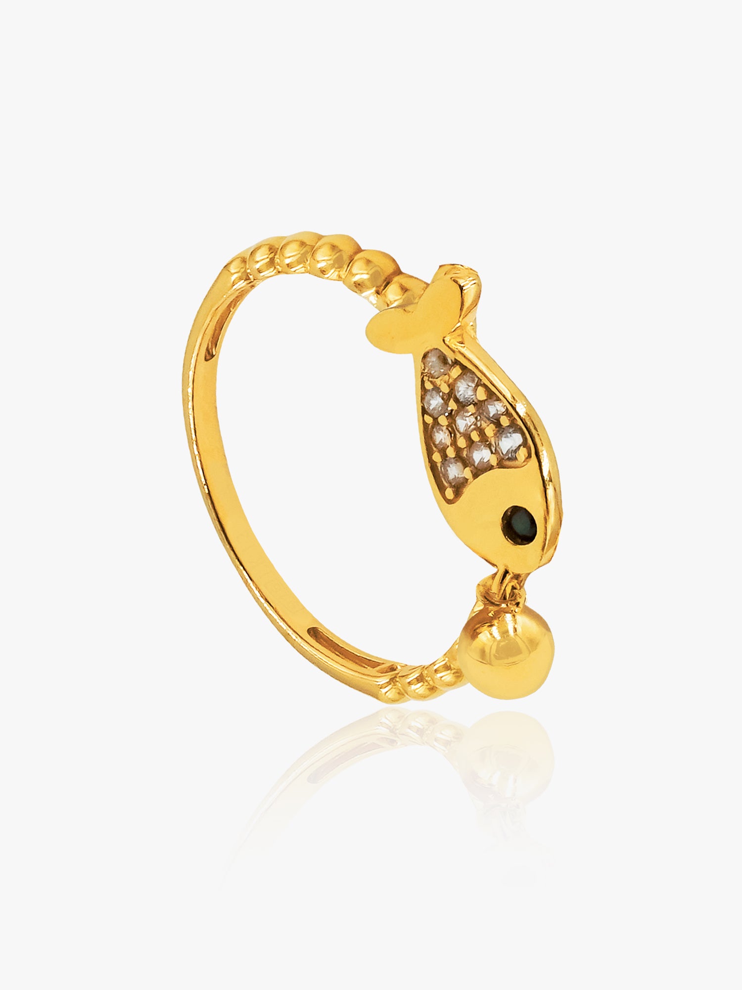 916 Gold CZ Fish Ring