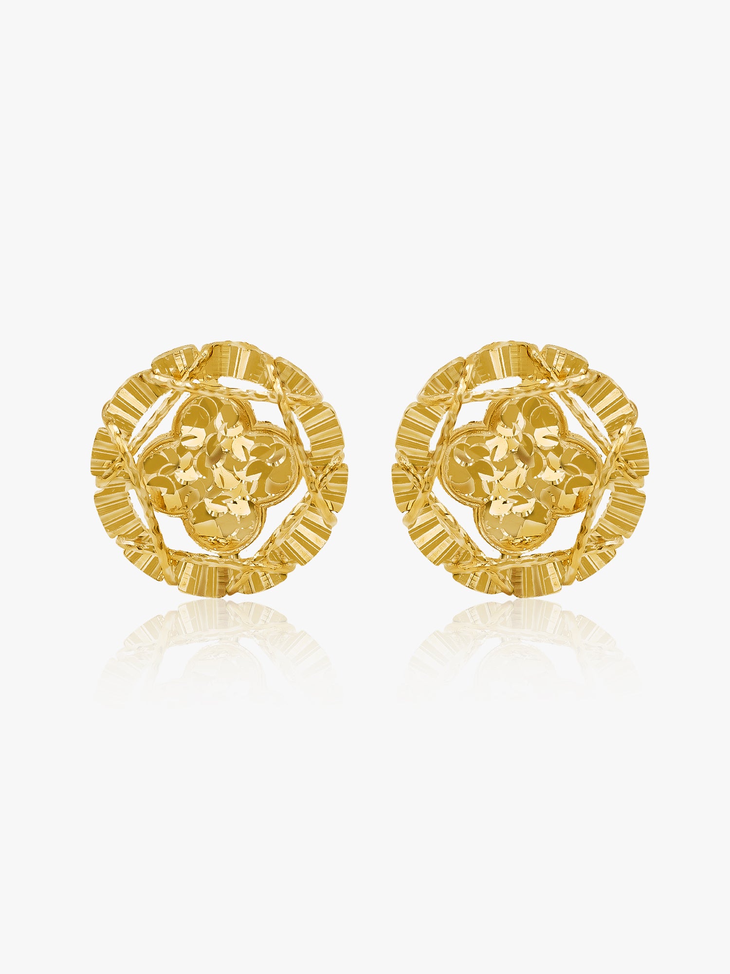 916 Gold Clover Coin Ear Stud