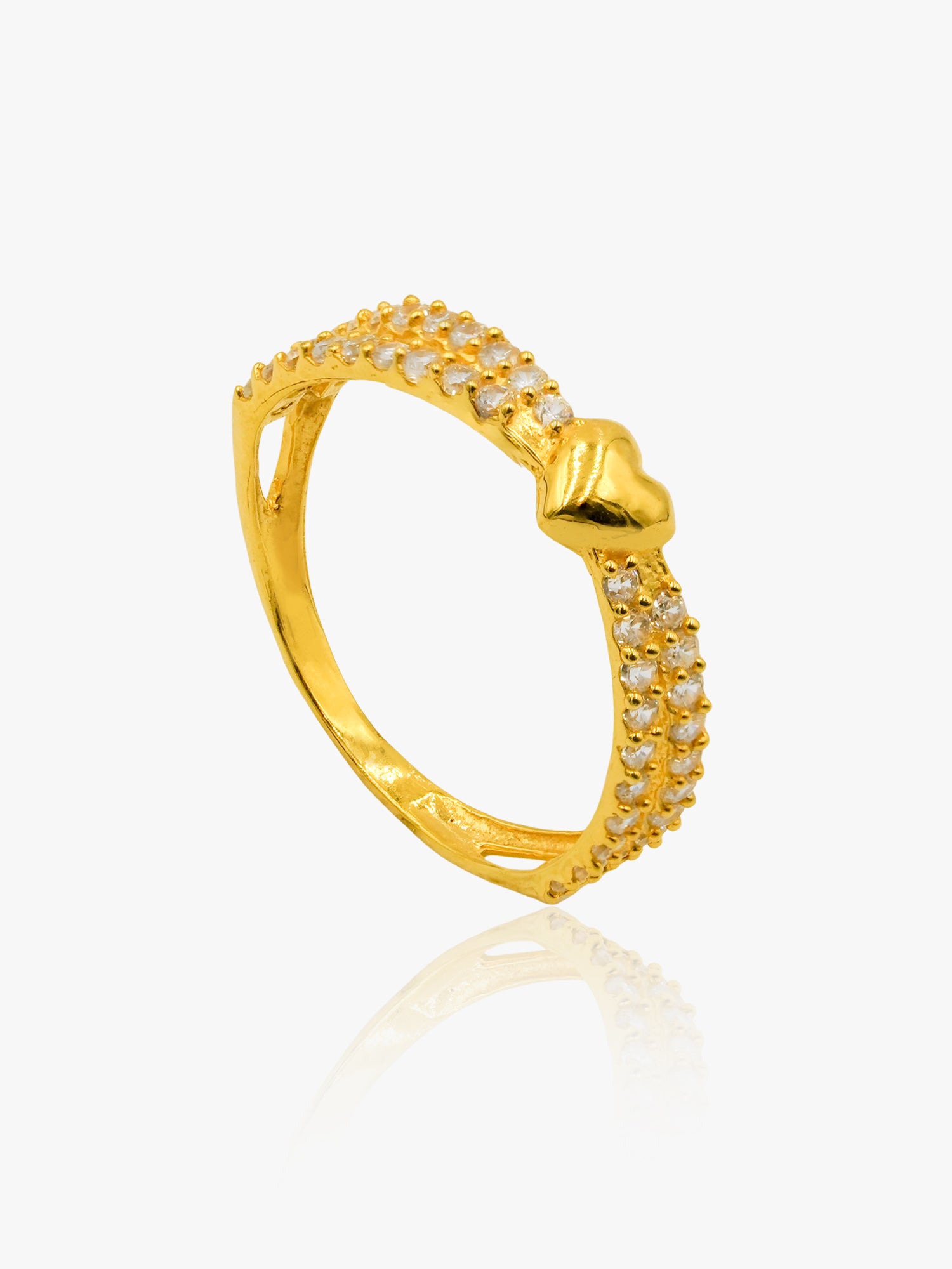 916 Gold Cross Heart Ring