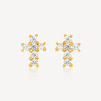 916 Gold Cross Zirconia Earring
