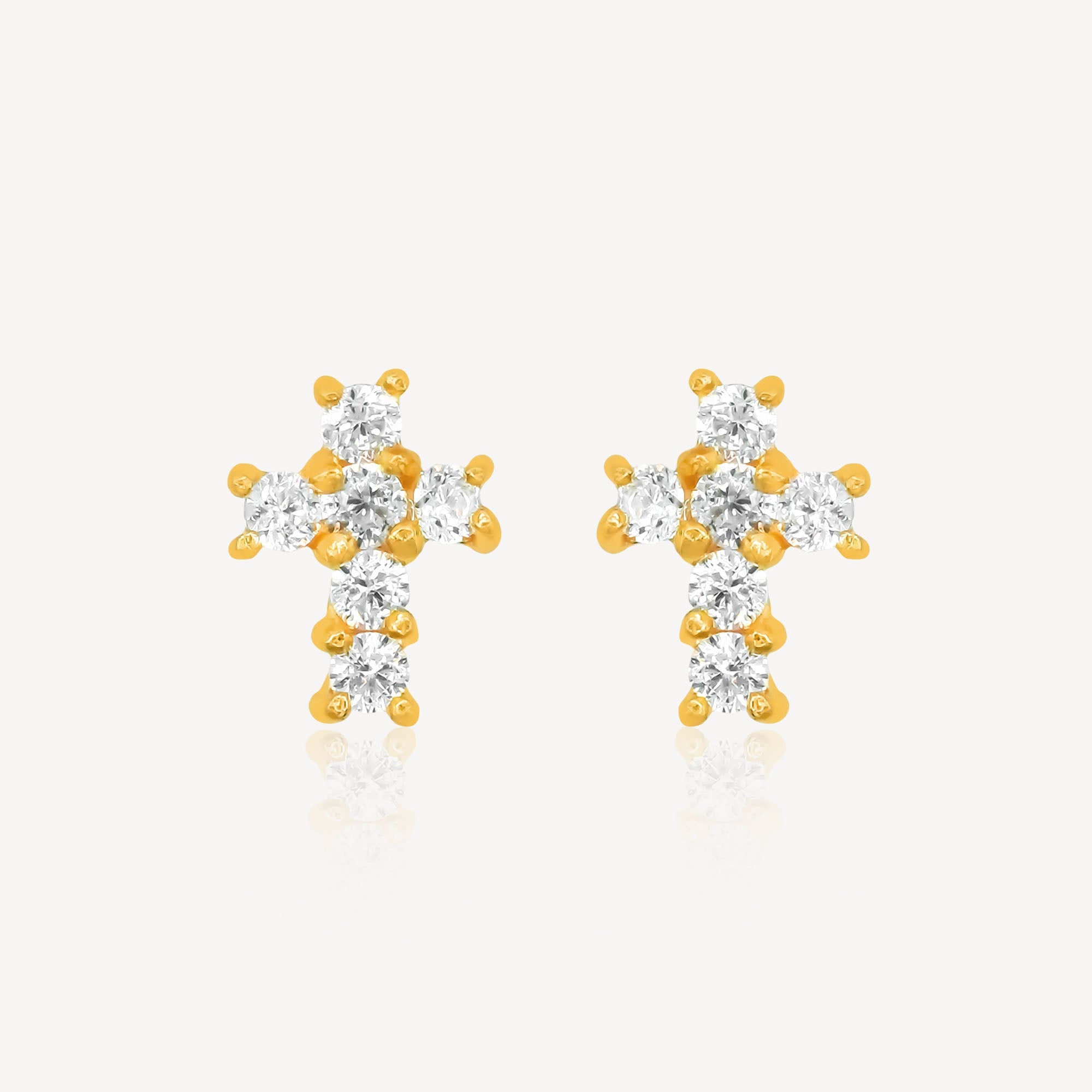 916 Gold Cross Zirconia Earring