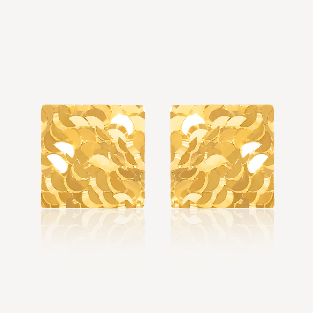 916 Gold Crush Square Earring