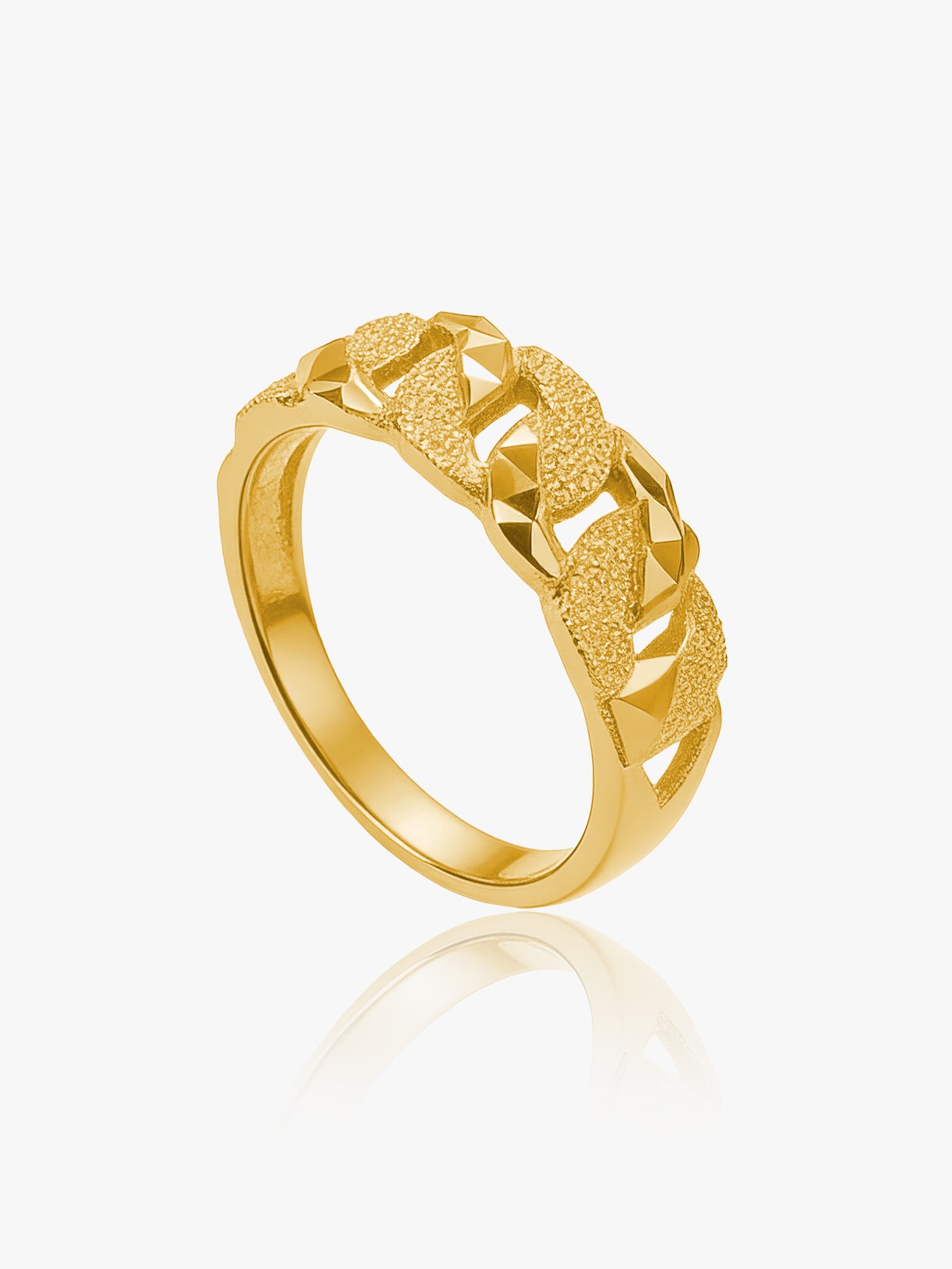 916 Gold Cuban Mix Ring