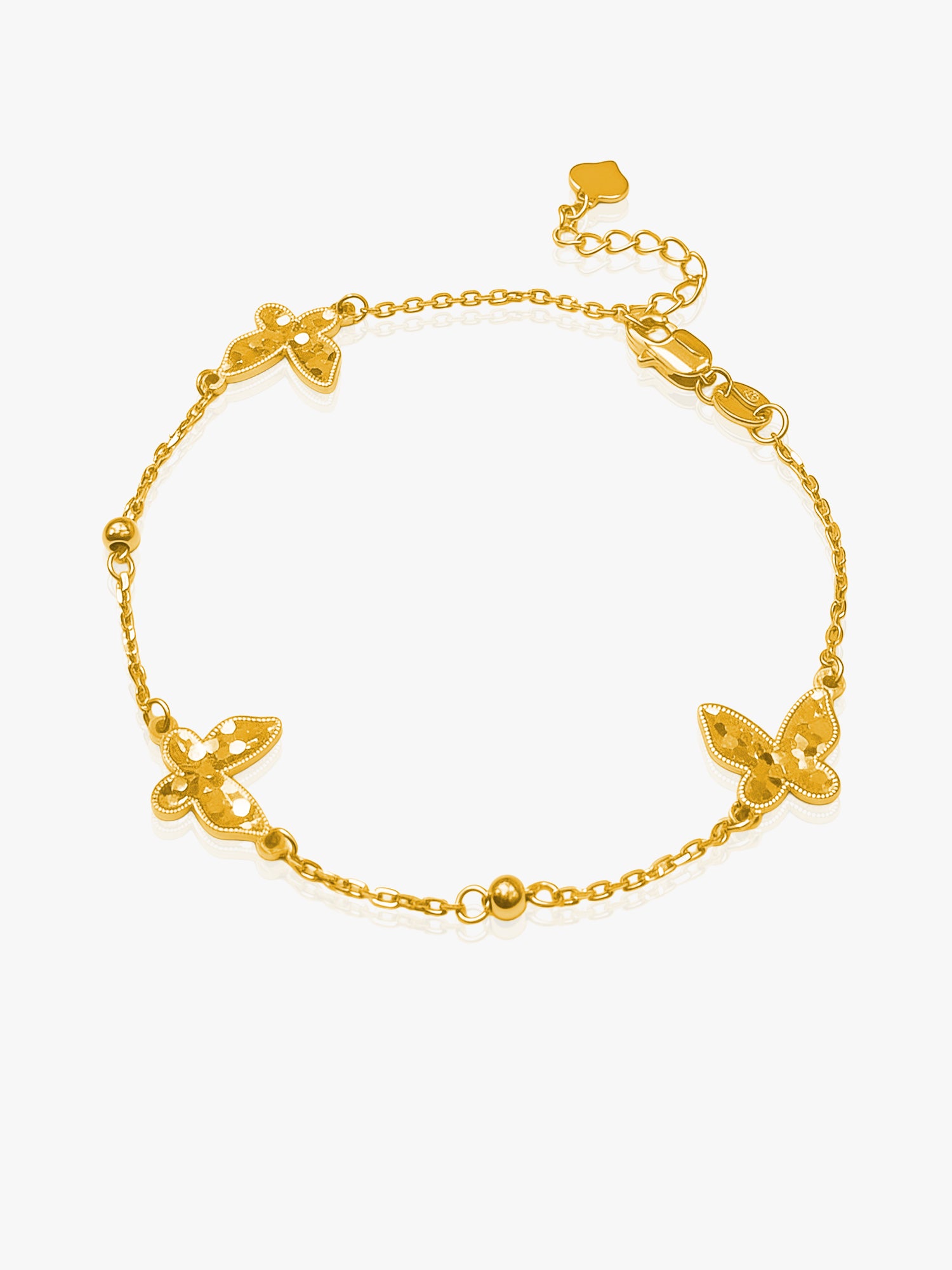 916 Gold Dancing Butterfly Bracelet