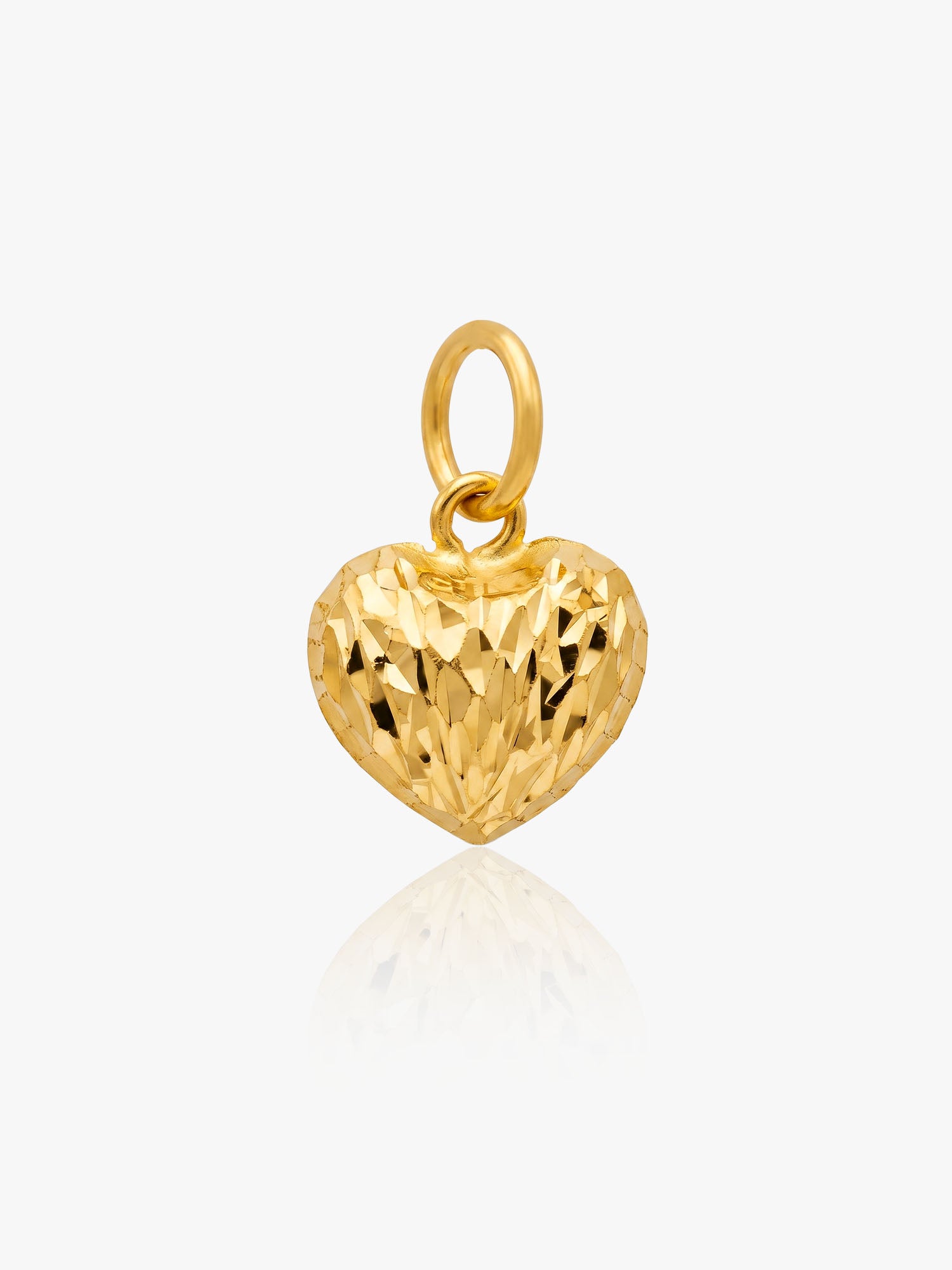 916 Gold Diamond Cut Heart Pendant