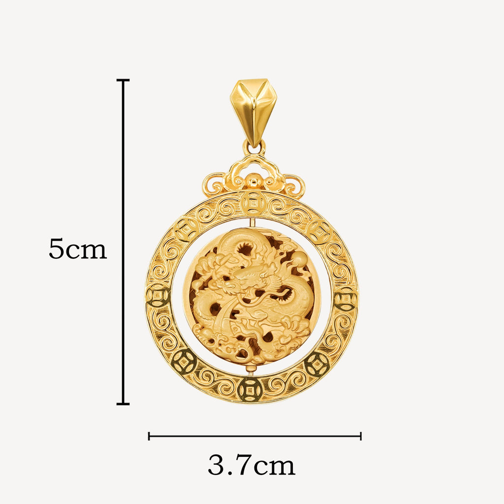 916 Gold Dragon Rotate Pendant