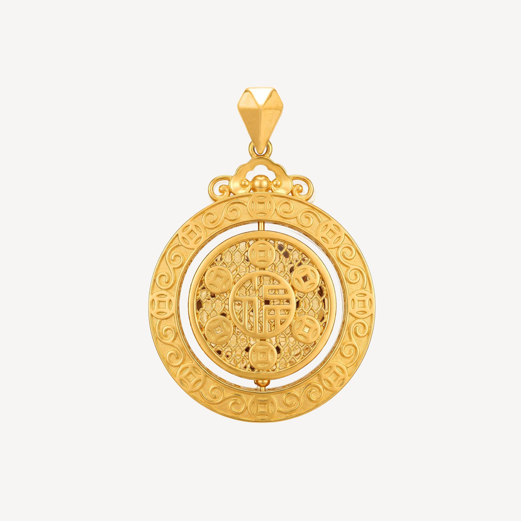 916 Gold Dragon Rotate Pendant