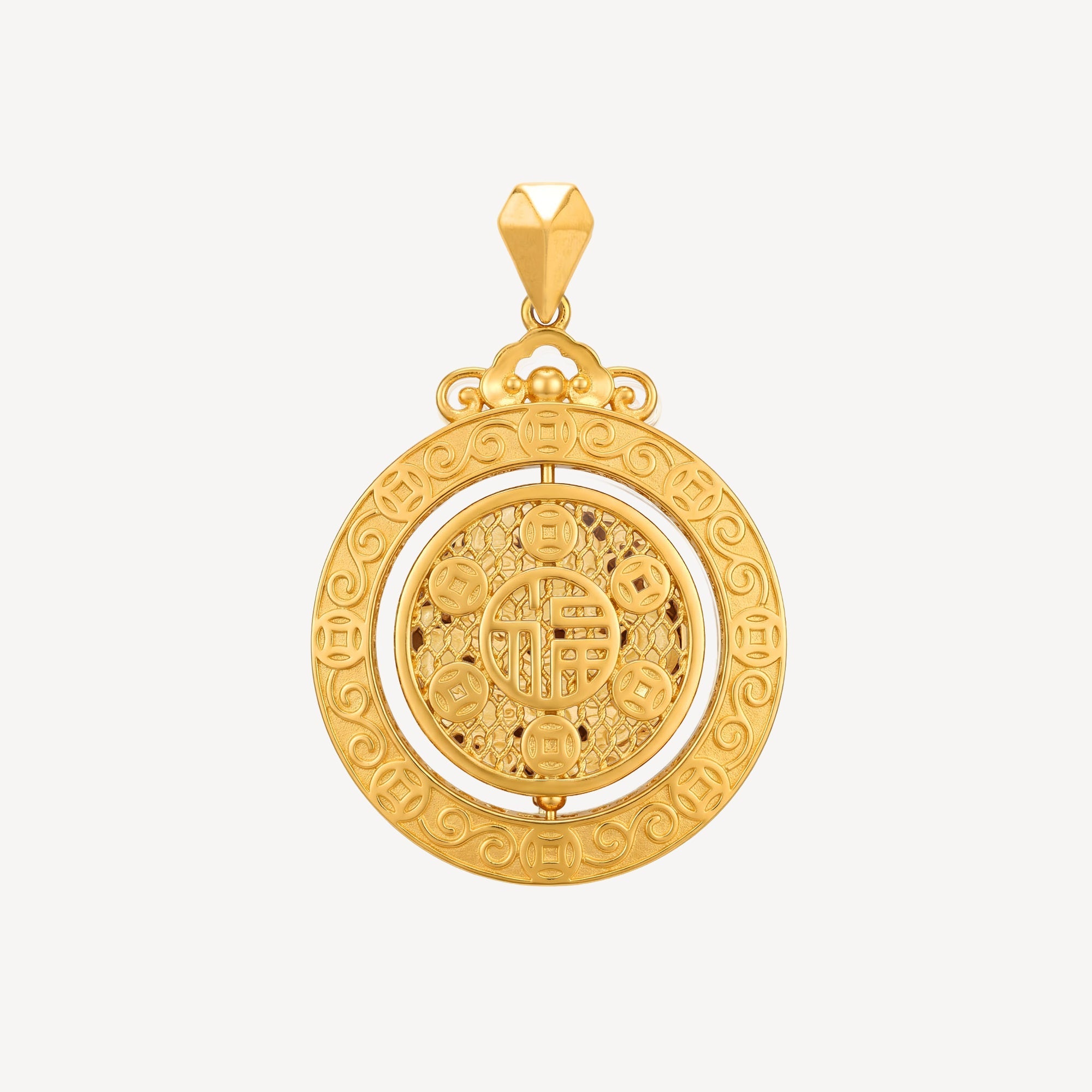 916 Gold Dragon Rotate Pendant