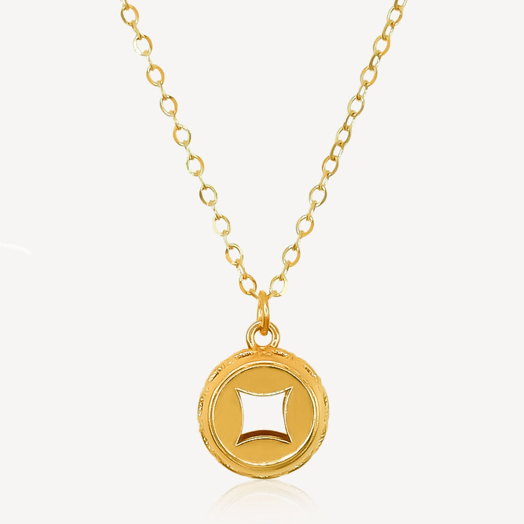 916 Gold Drum Coin Necklace
