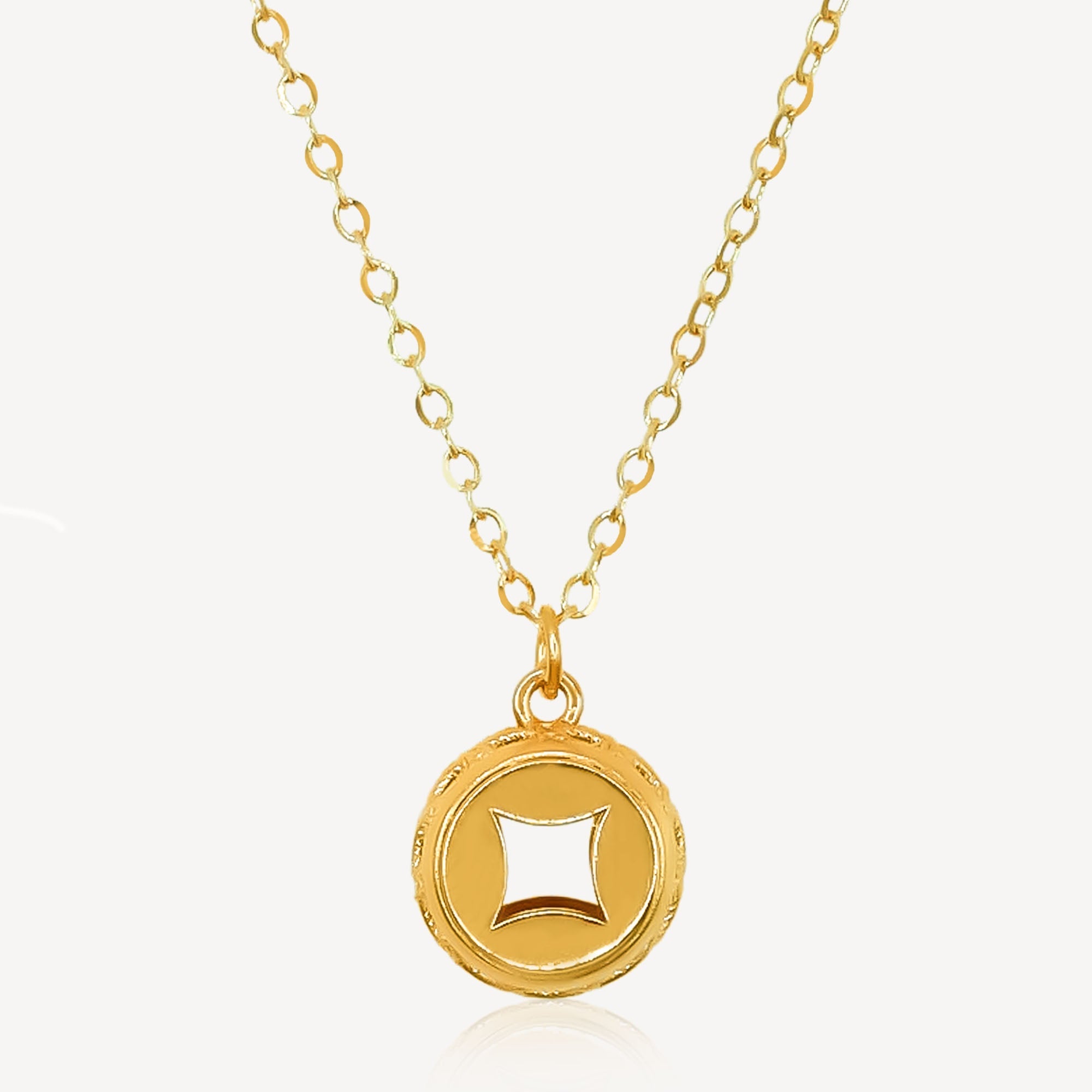 916 Gold Drum Coin Necklace