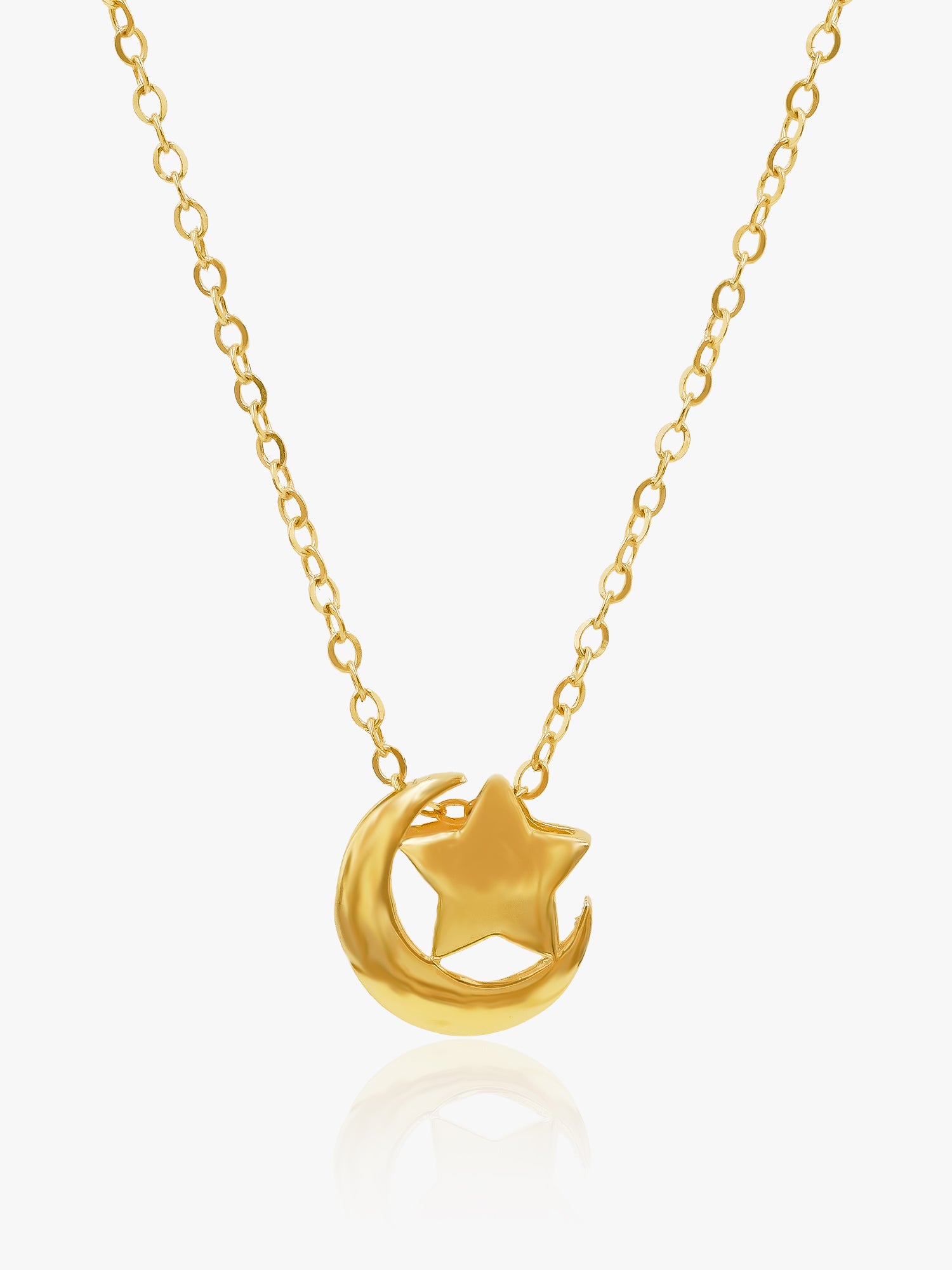 916 Gold Elegance Moon Star Set Chain