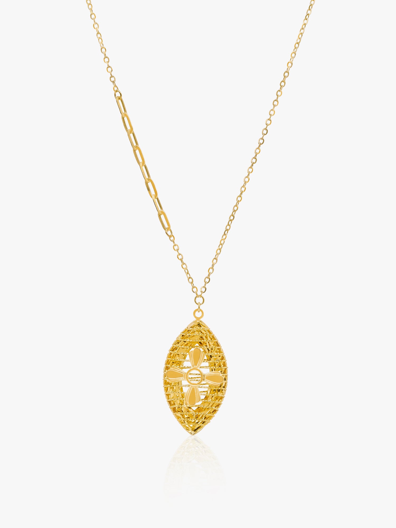 916 Gold Filigree Leaf Set Chain
